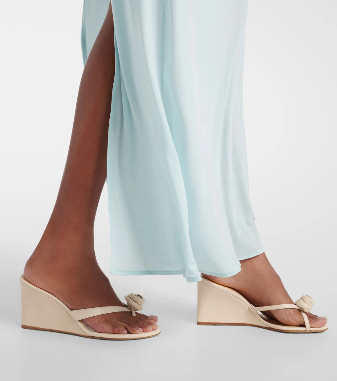 Magda Butrym - Floral-appliqué leather wedge sandals