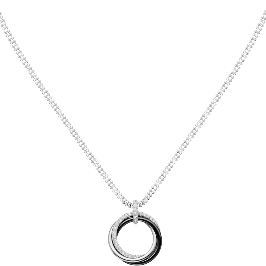 White Gold, Black Ceramic and Diamond Trinity Necklace