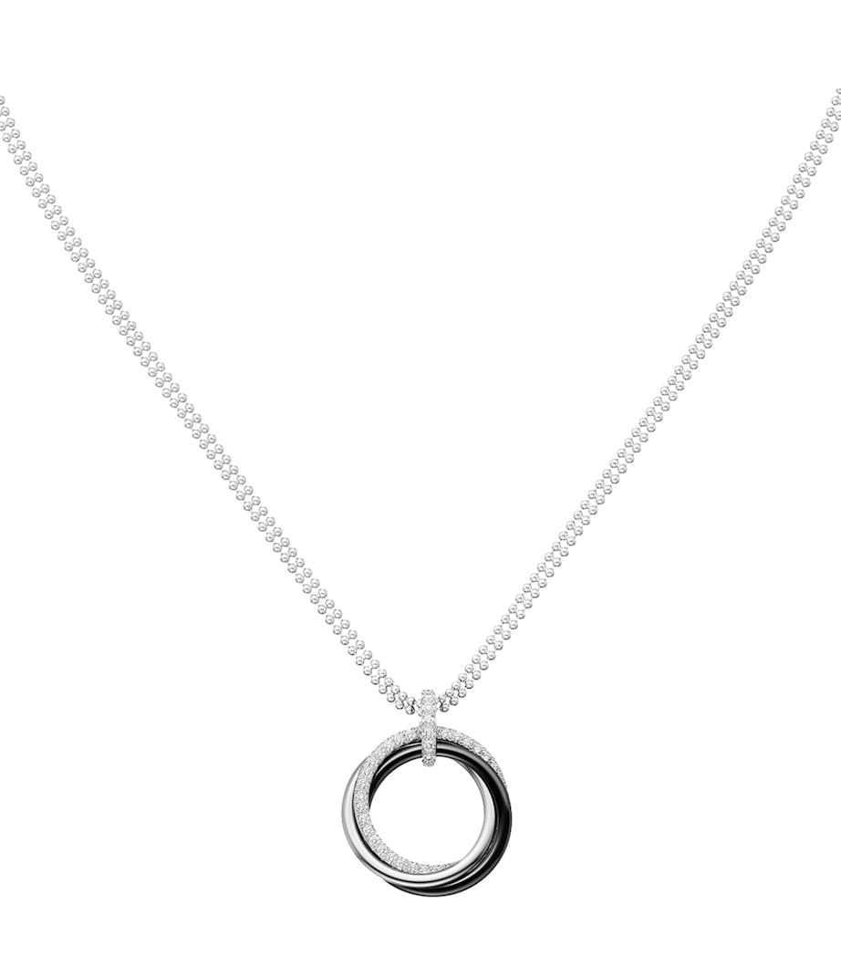 White Gold, Black Ceramic and Diamond Trinity Necklace