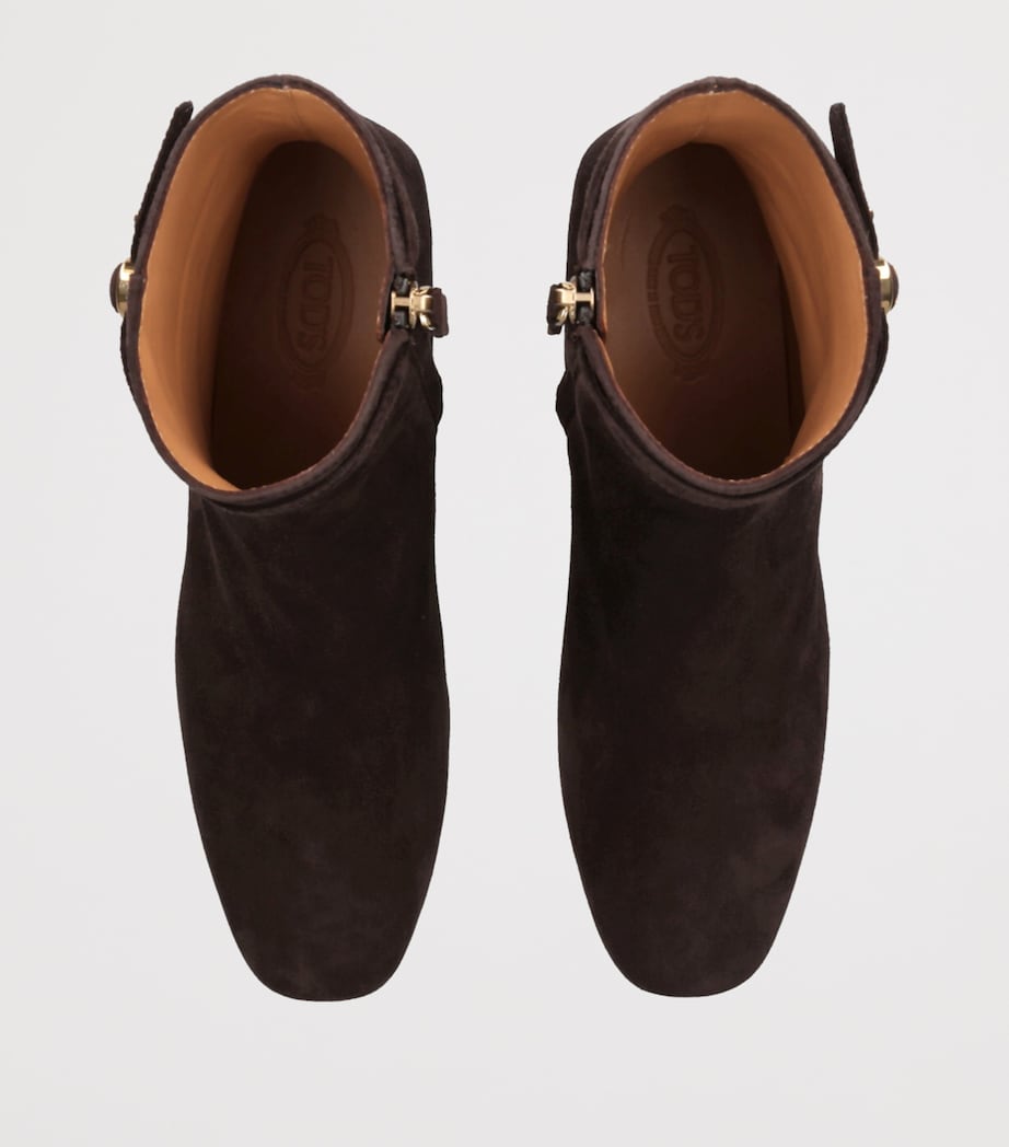 Tod's Brown Suede Stivaletto Cuoio Ankle Boots 35