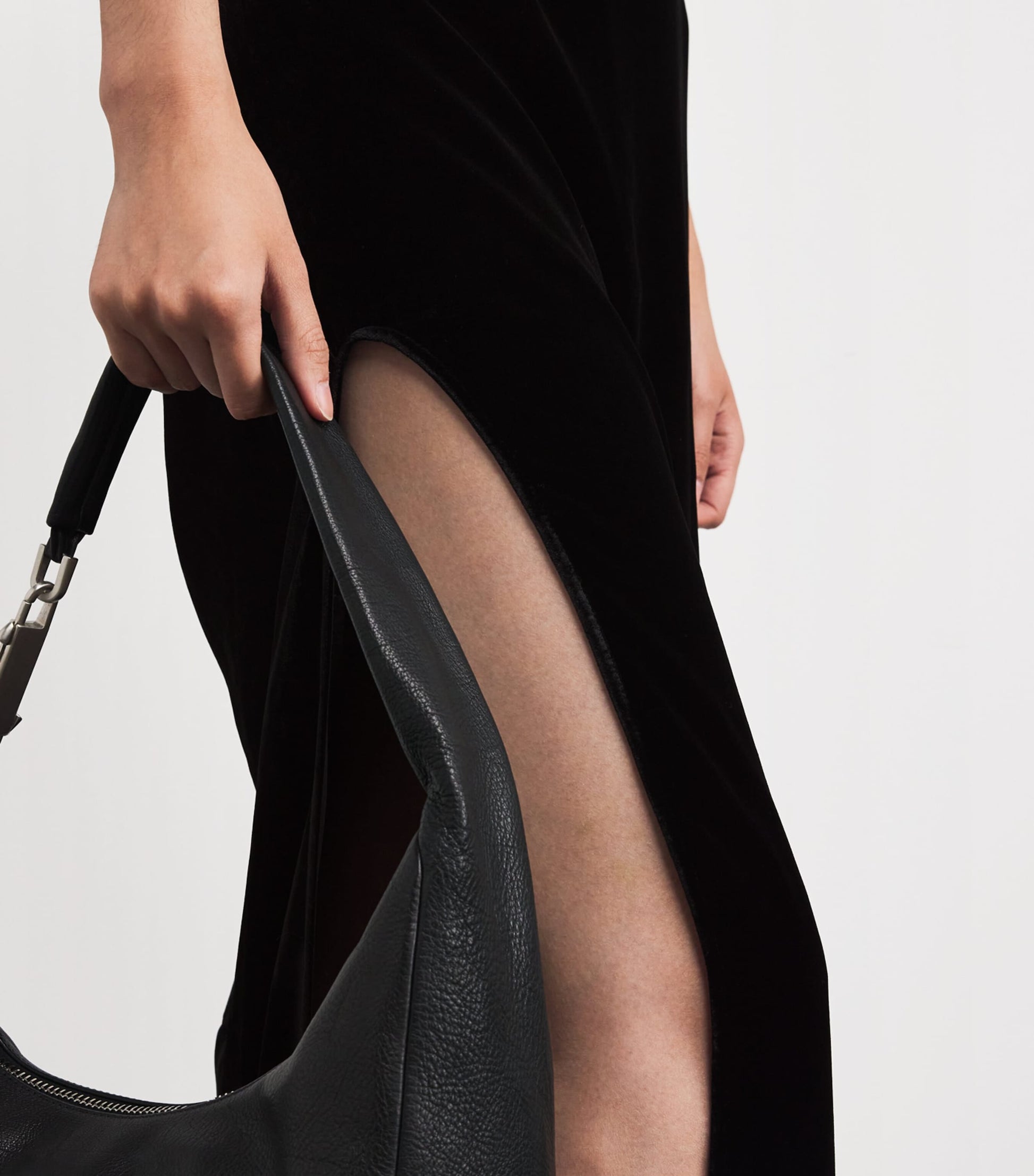 Velvet One-Shoulder Athena Gown 09 BLACK