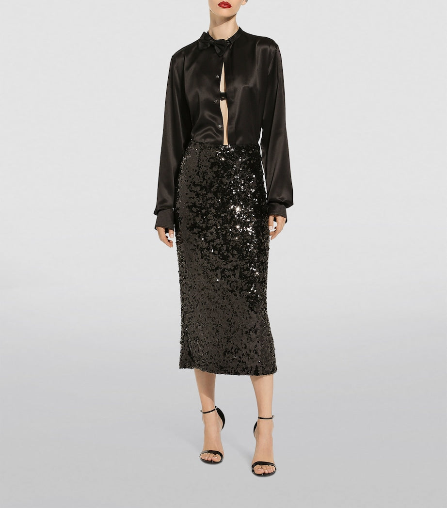 Dolce & Gabbana Multi Silk Bow Tie-Detail Blouse