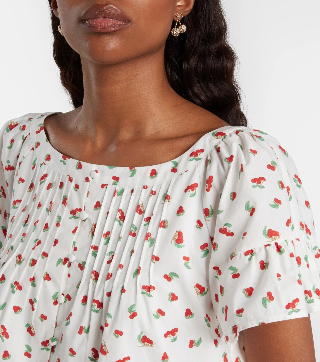 Posse - Delia lace-trimmed printed cotton blouse