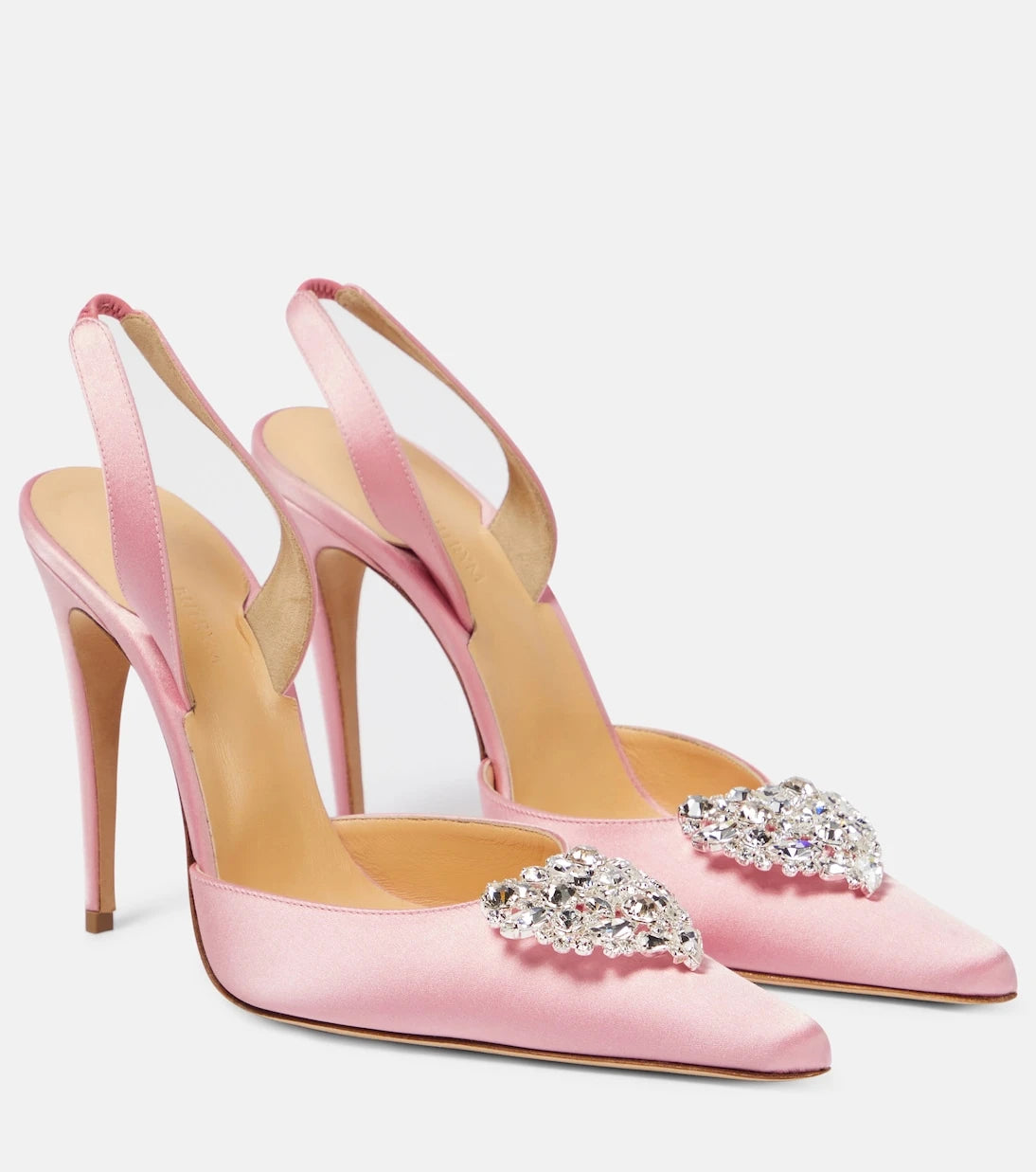 Magda Butrym - Crystal-embellished satin slingback pumps