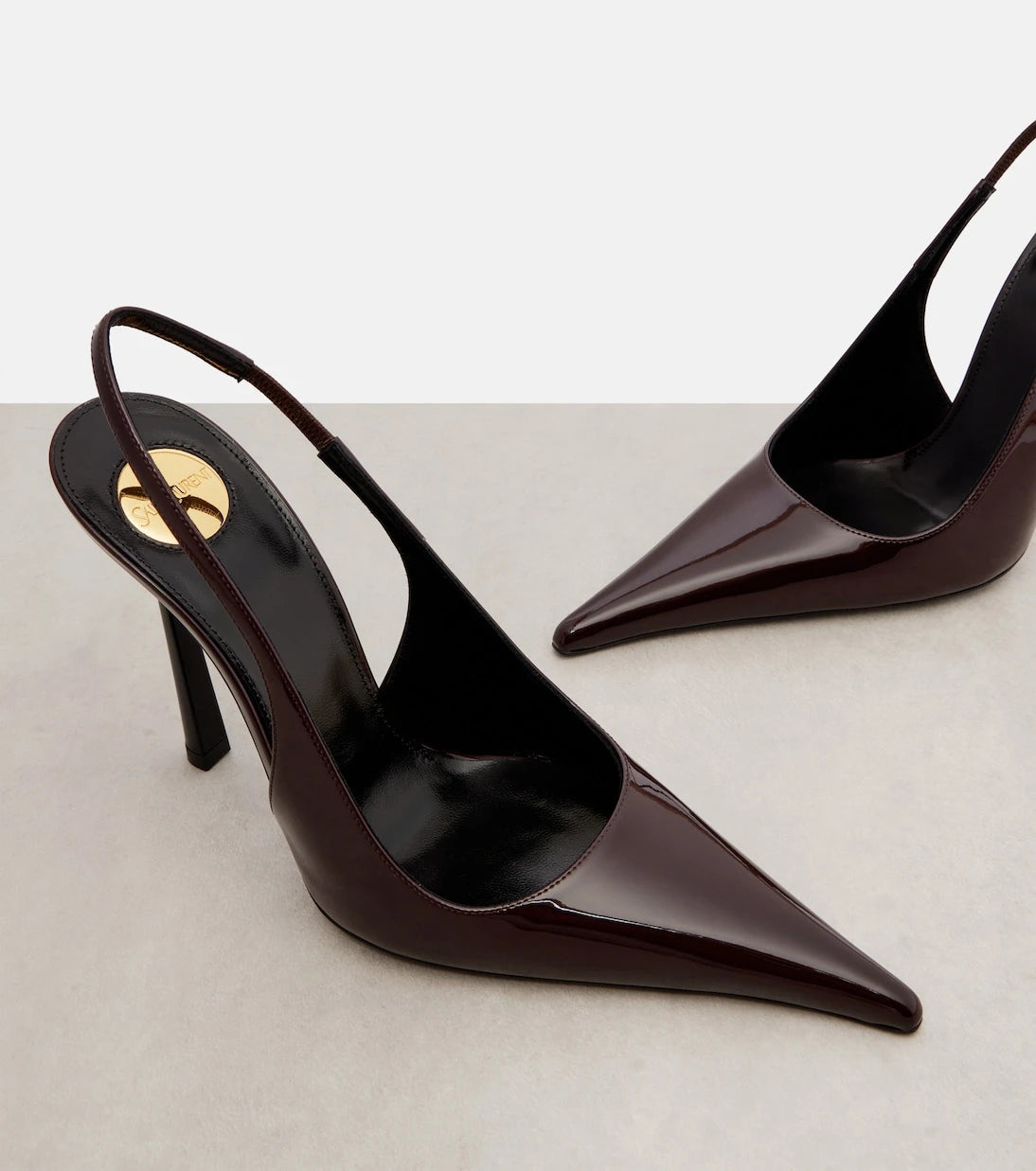 Saint Laurent - Vendome 110 patent leather slingback pumps