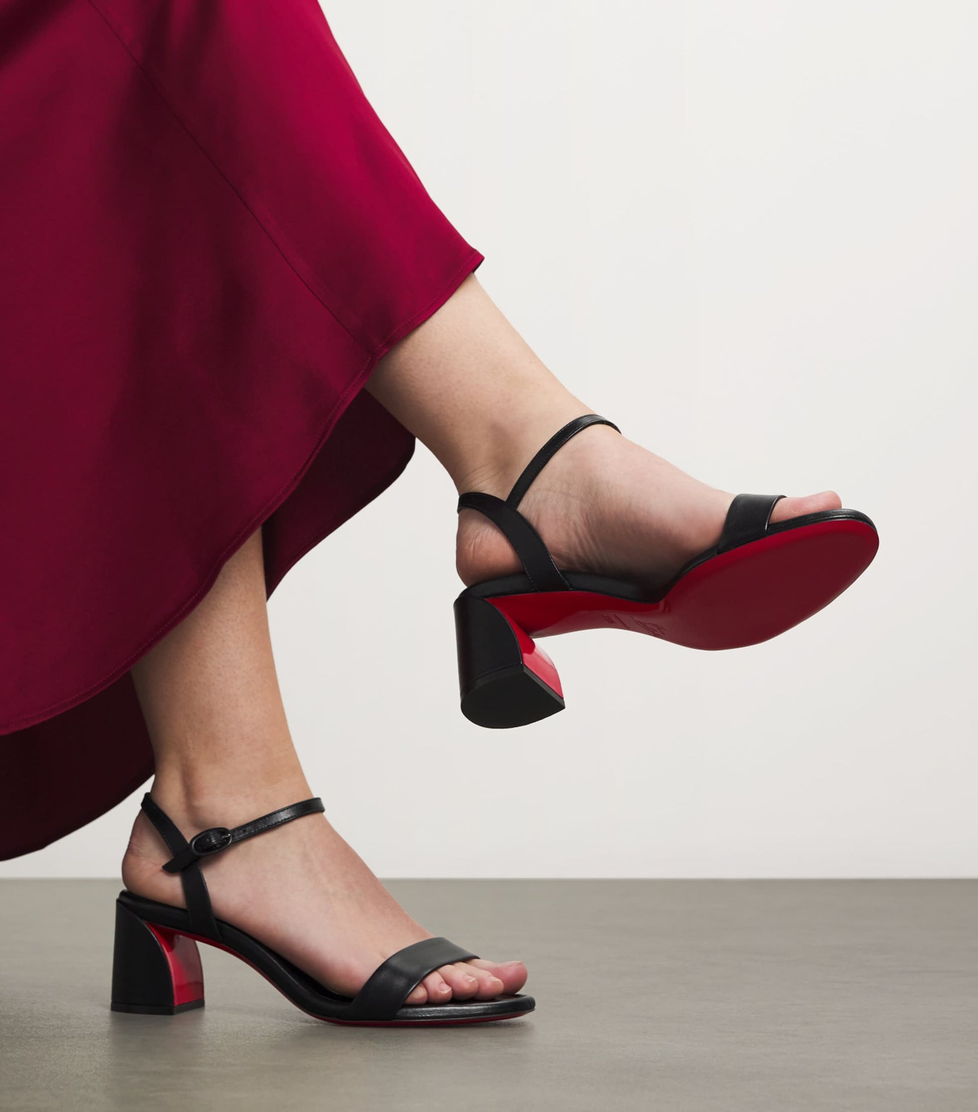 Christian Louboutin Black Miss Jane Nappa Leather Heeled Sandals 55