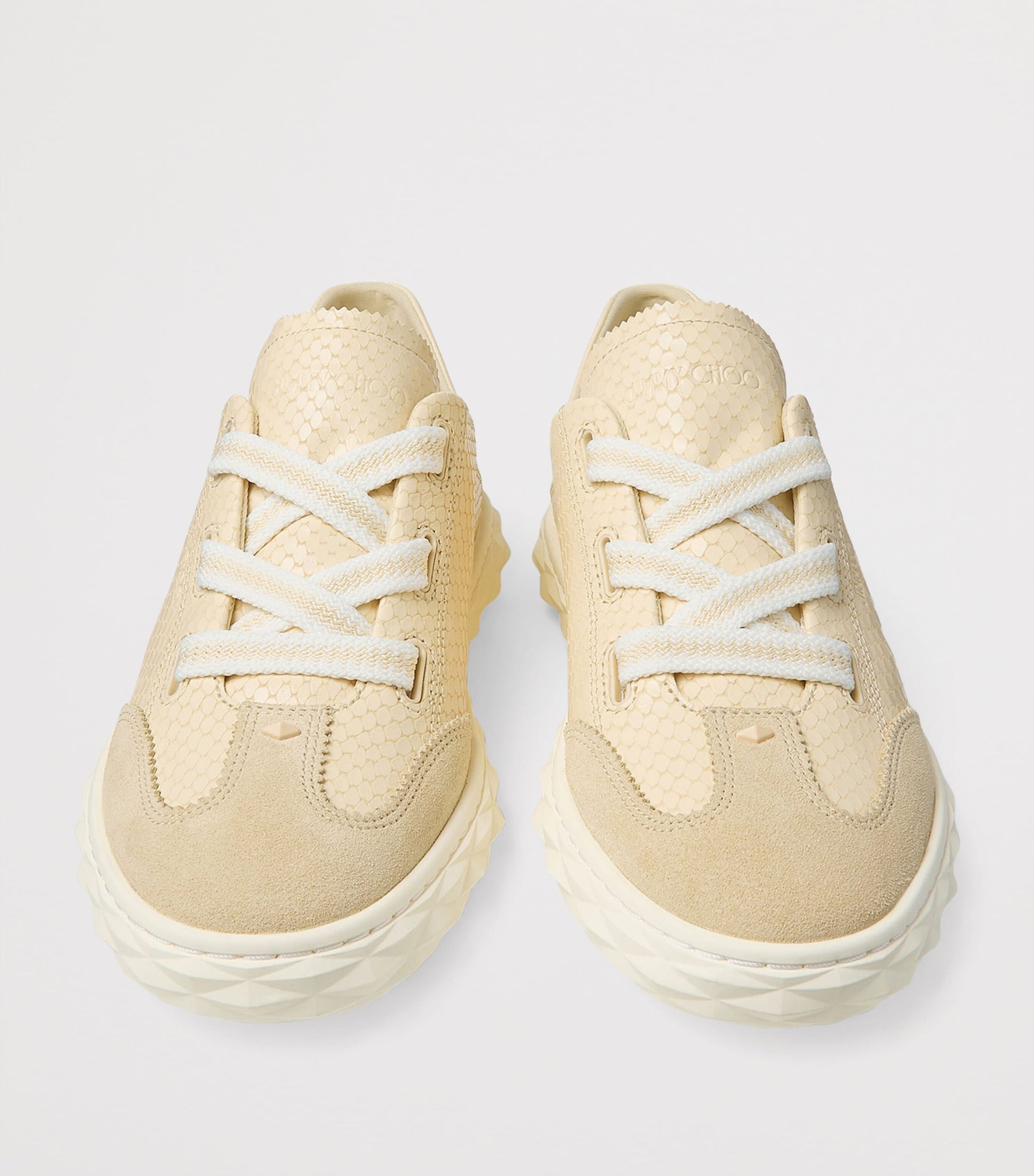 Jimmy Choo Beige Diamond Light Flex Leather Sneakers