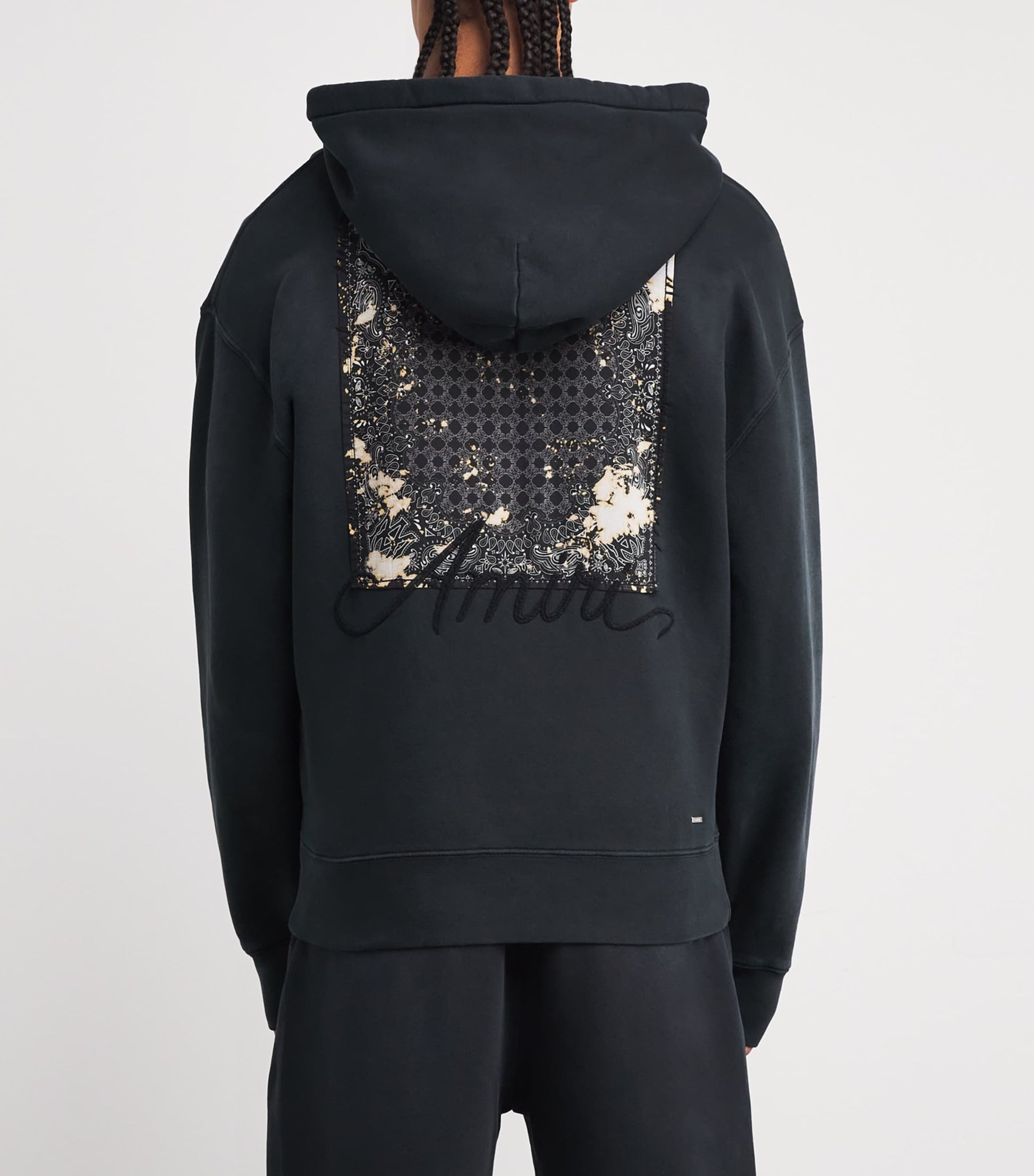 AMIRI Black Cotton Bleach Bandana Hoodie