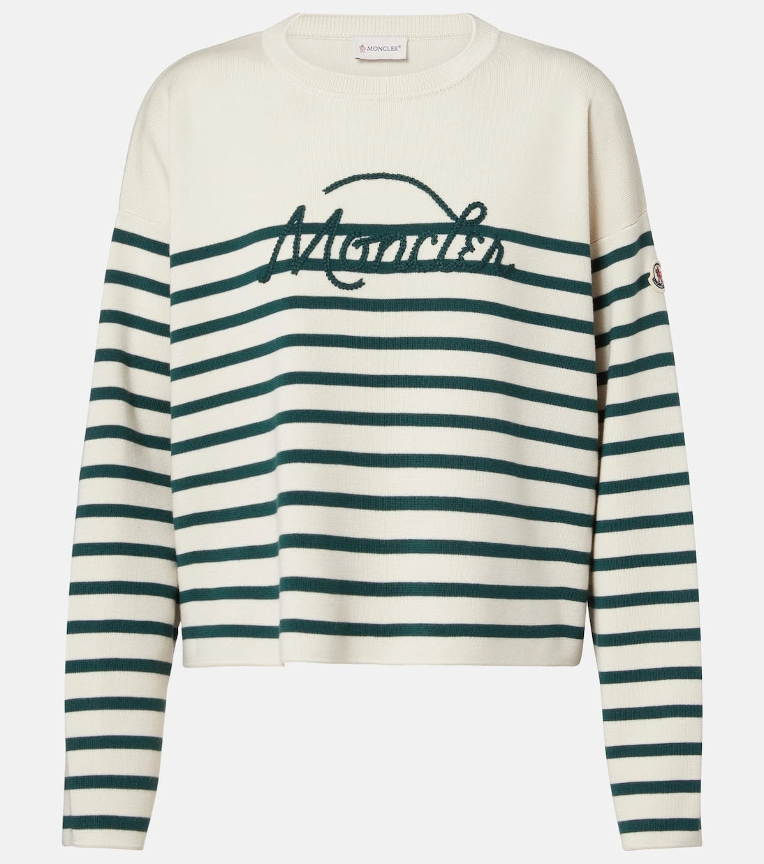 Moncler - Embroidered striped virgin wool sweater