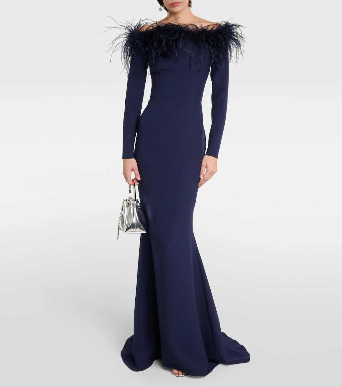 Safiyaa - Starlana feather-trimmed off-shoulder gown