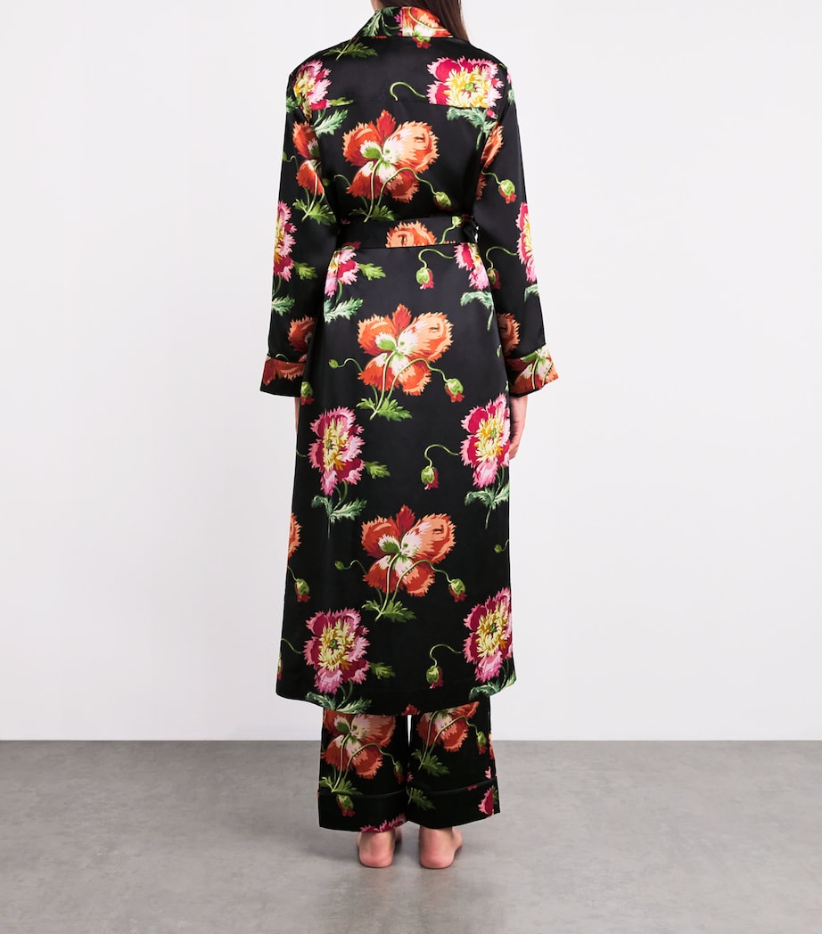 Black Silk Floral Robe