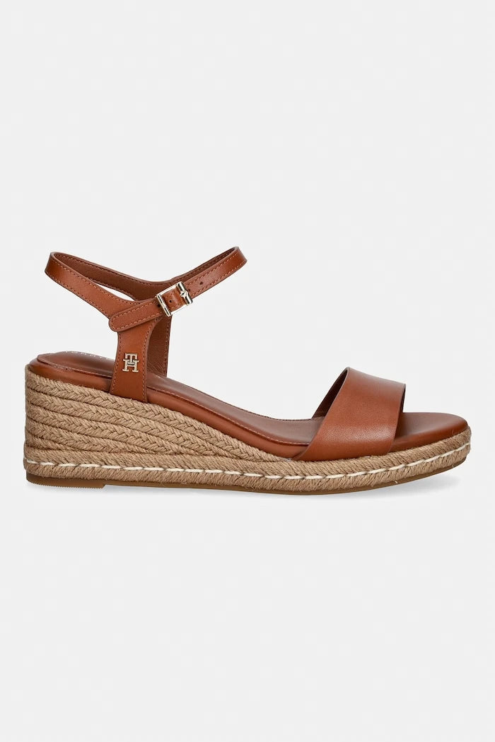 Tommy Hilfiger Deri Kıvrımlı Platform Sandalet MID WEDGE ESPAD LEATHER