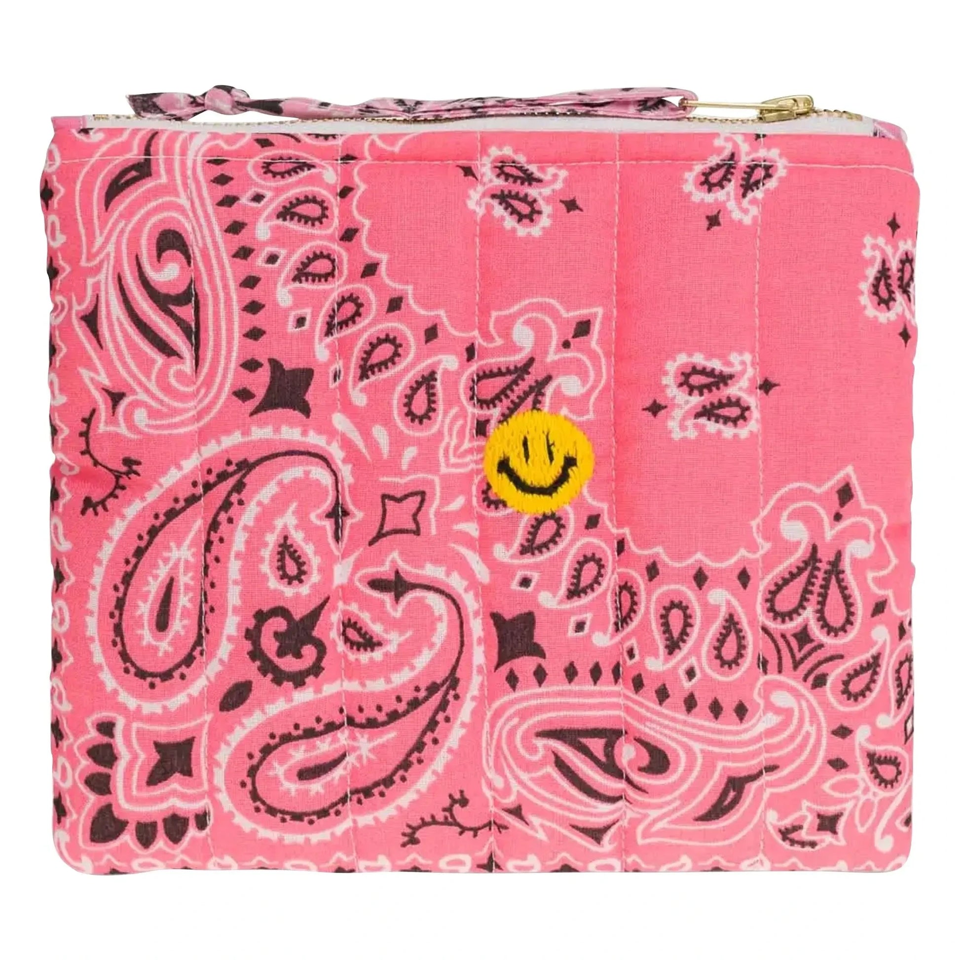 Call it by your name - Happy Face Quilted Zipped Mini Pouch | Pink