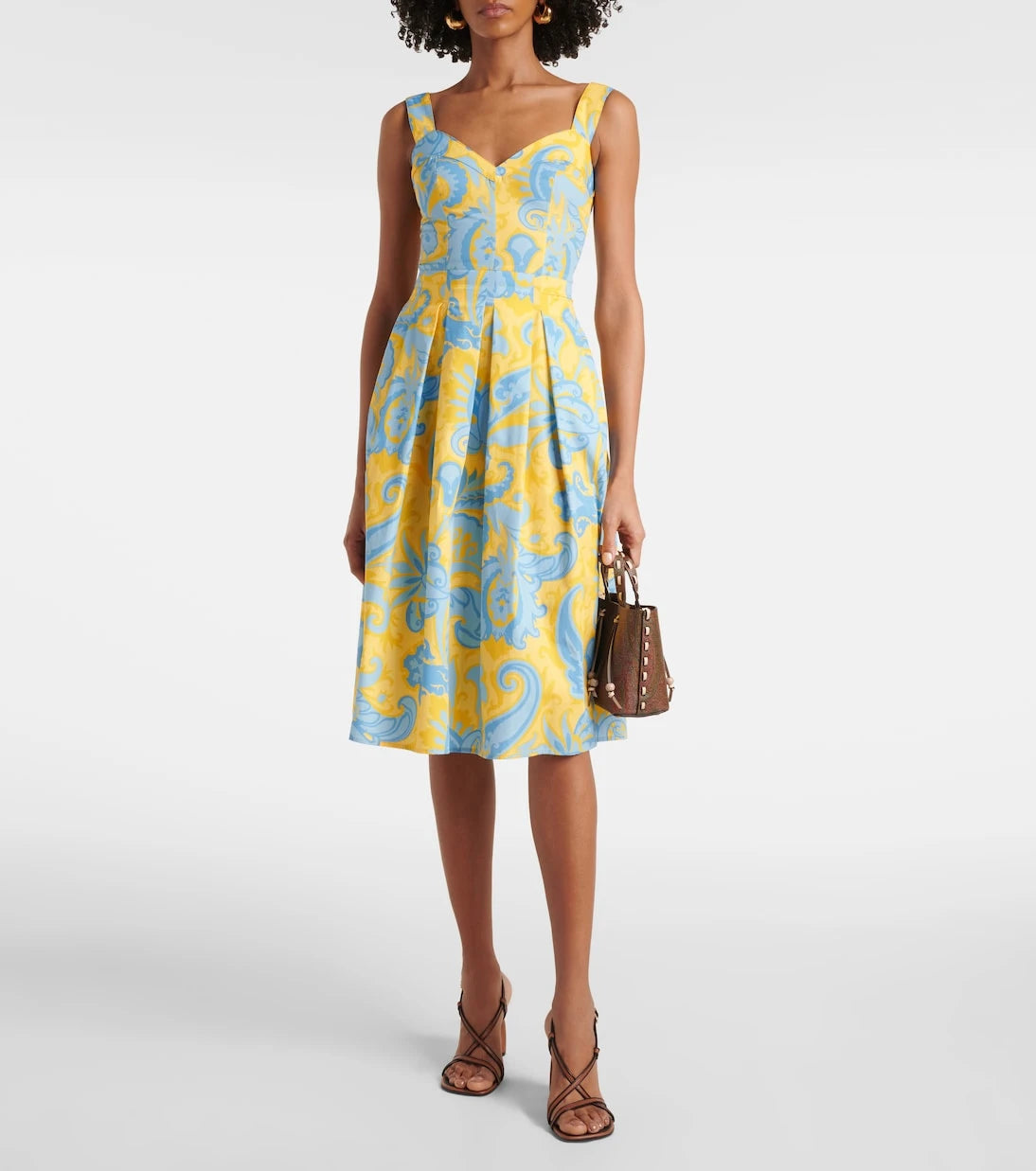 Etro - Paisley pleated cotton midi dress
