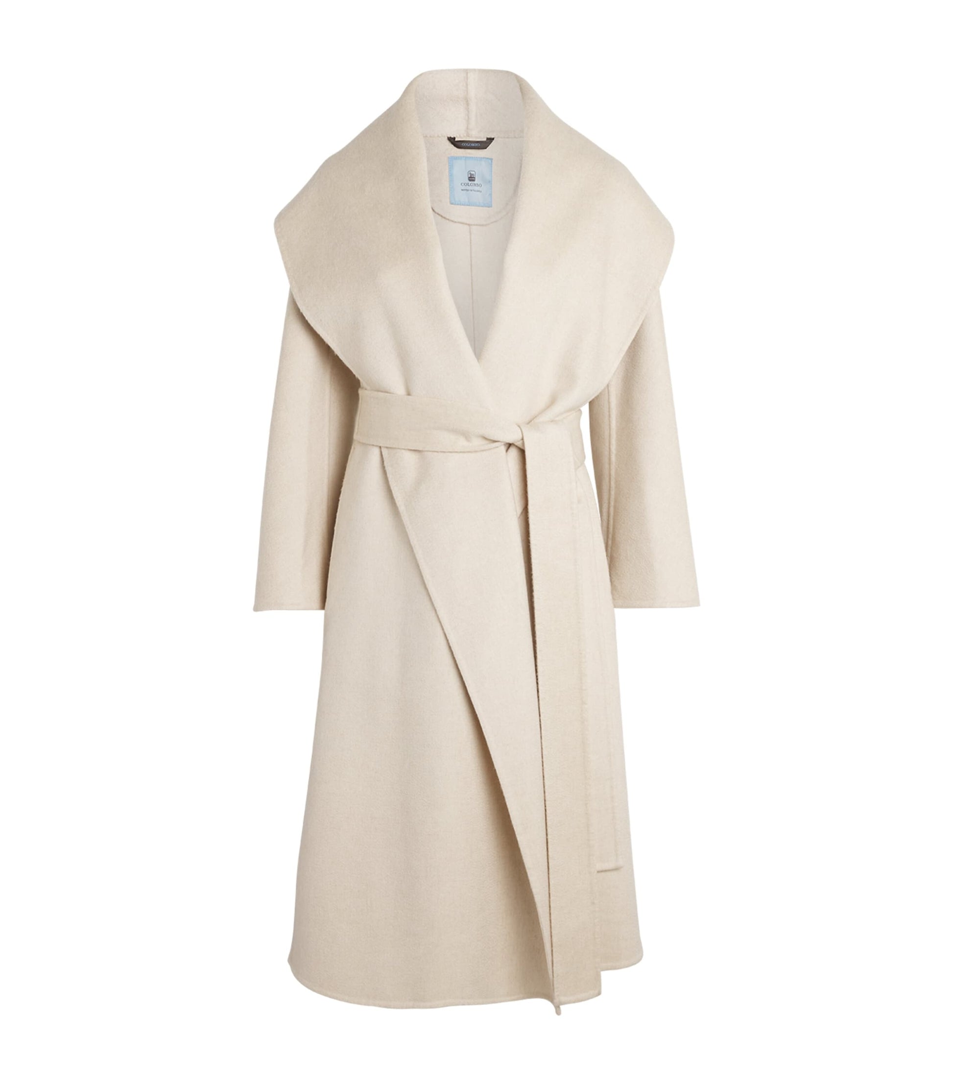 Beige Kid Cashmere Wrap Coat