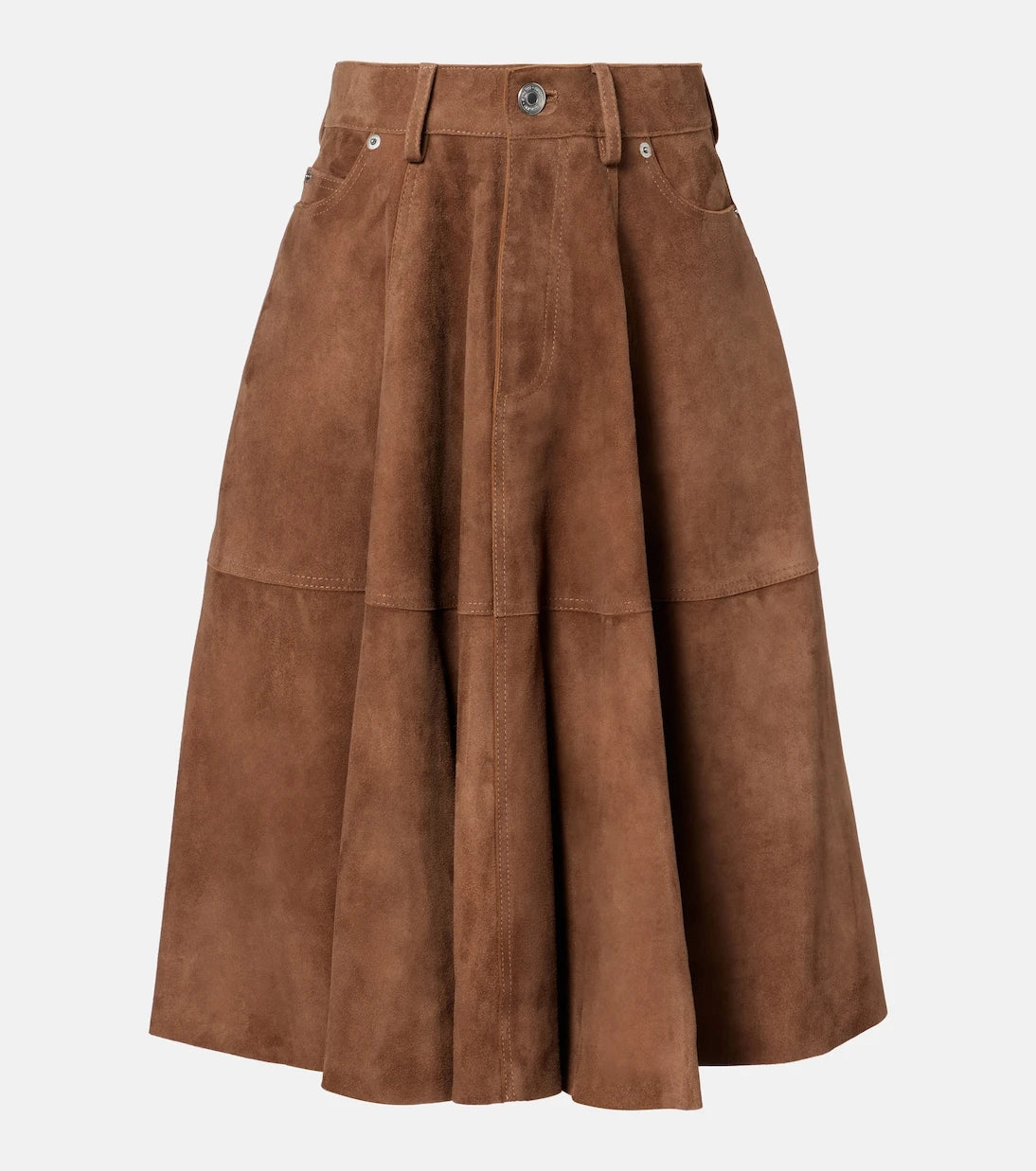 Ami Paris - Pleated suede midi skirt