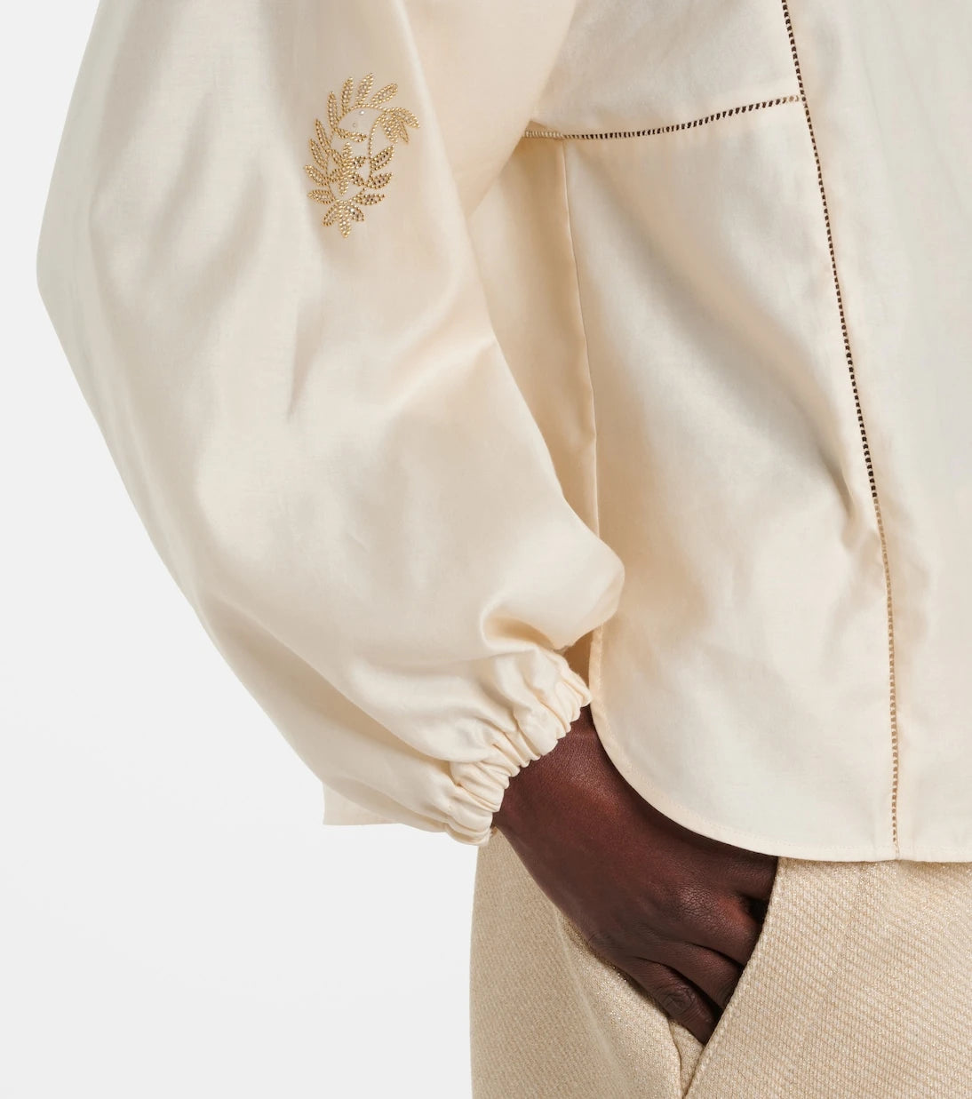 Max Mara - Caladio embellished cotton satin blouse
