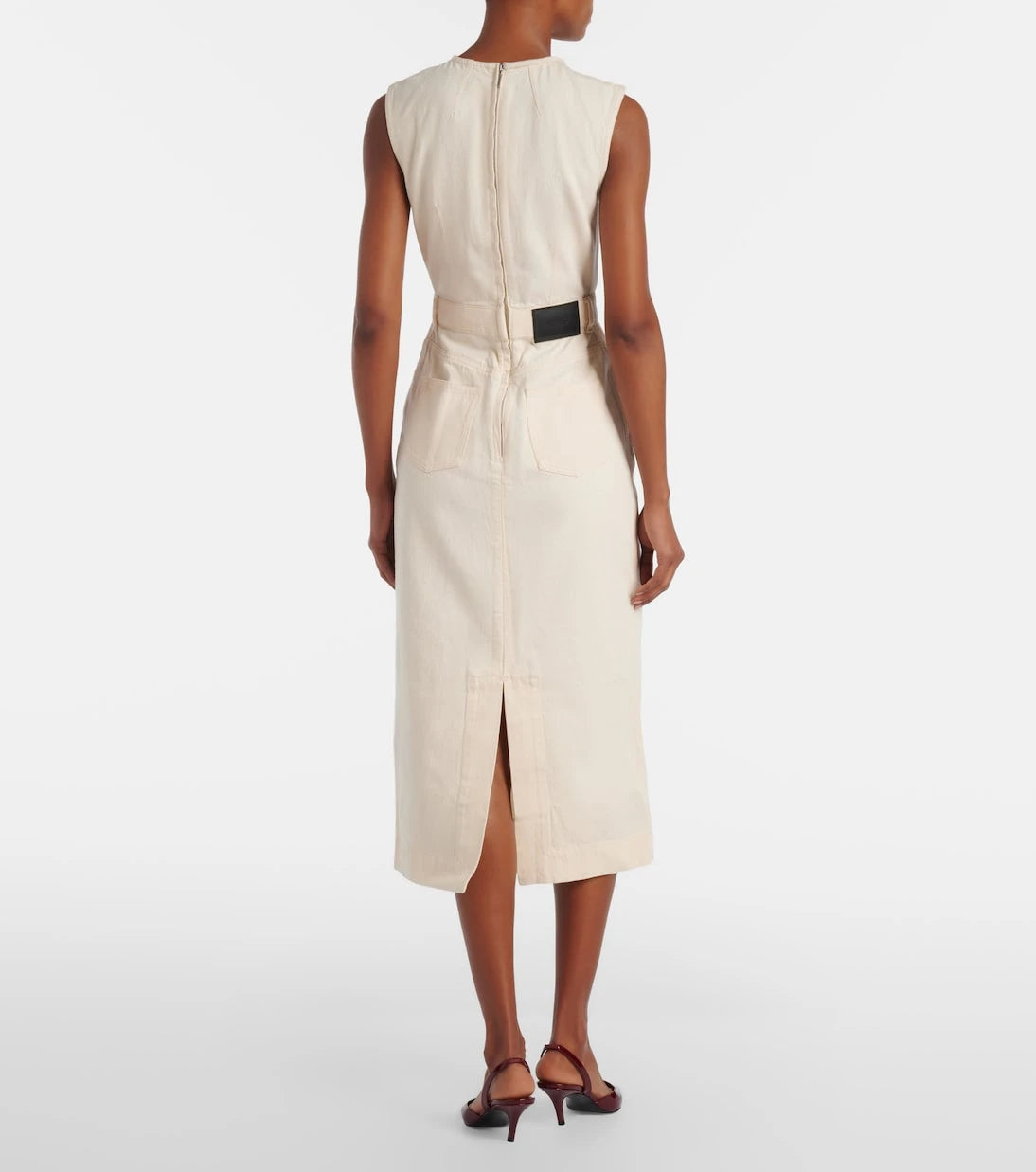 Erdem - Floral-appliqué denim midi dress