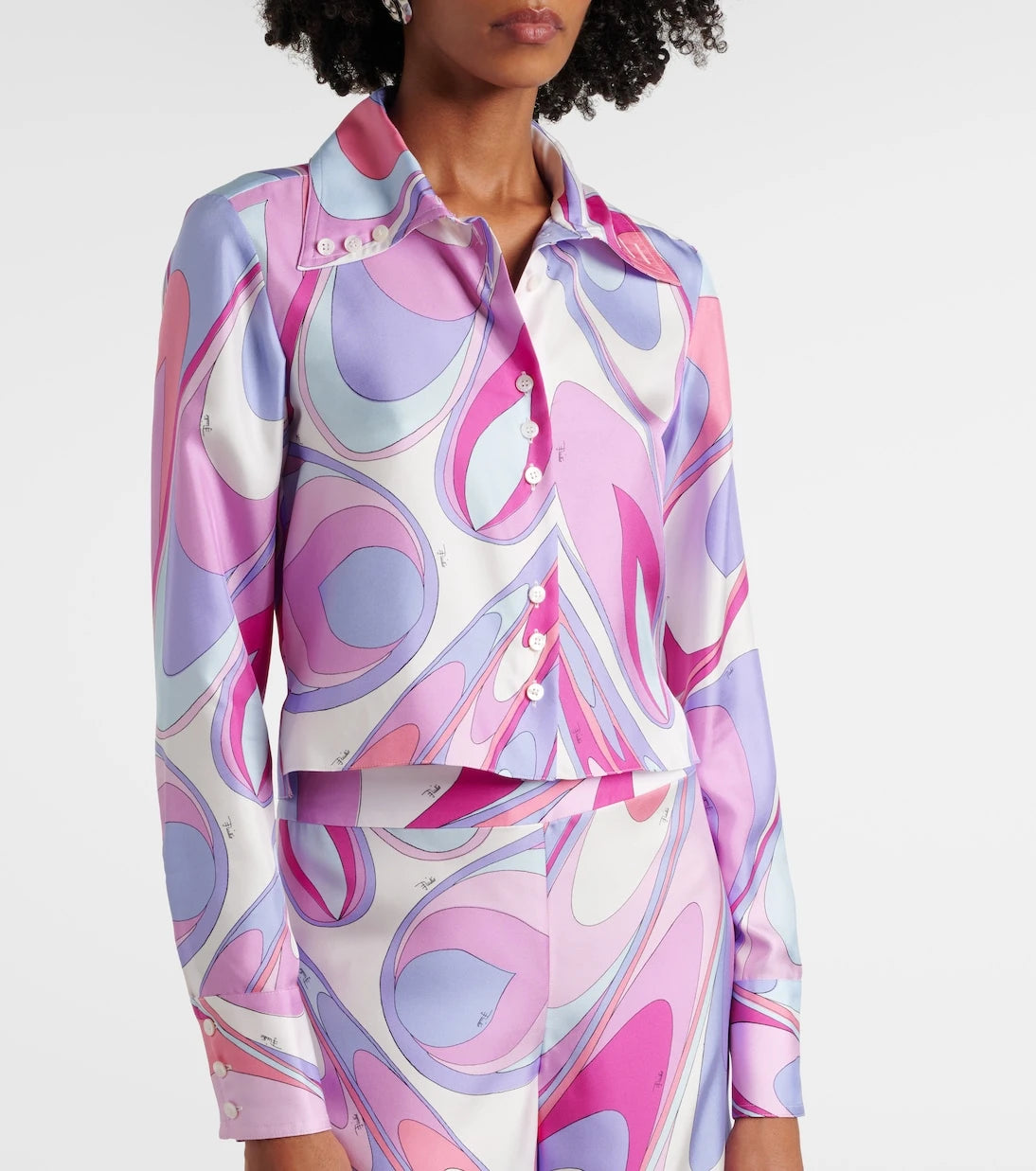 Pucci - Printed cropped silk twill shirt