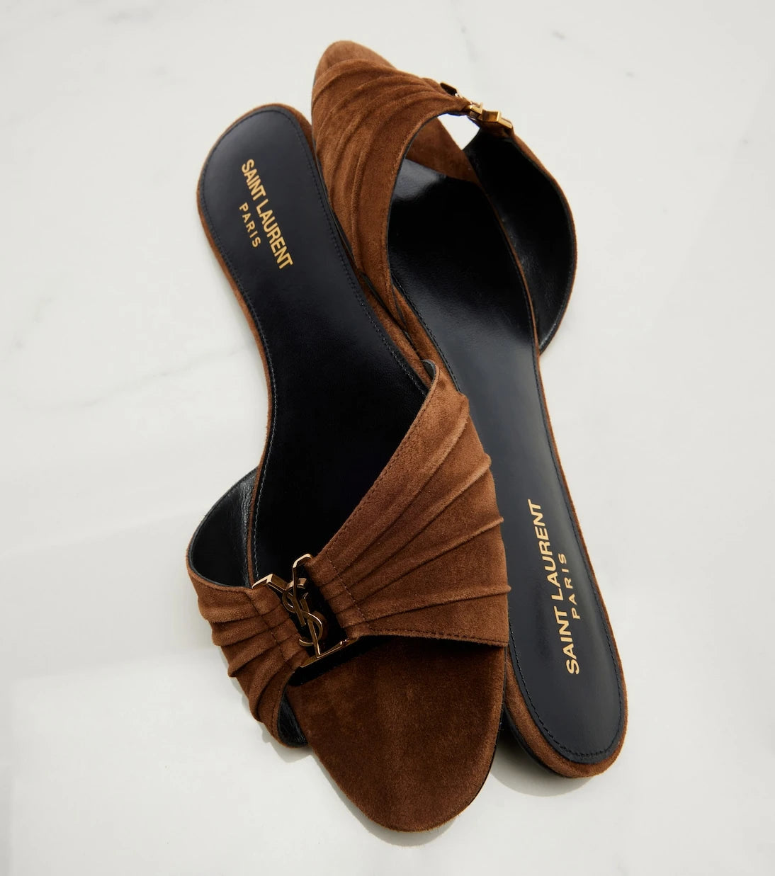 Saint Laurent - Cassandre suede slides