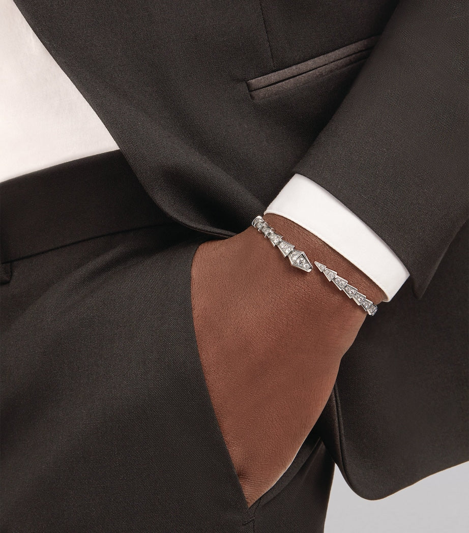 Small White Gold and Diamond Serpenti Viper Bracelet