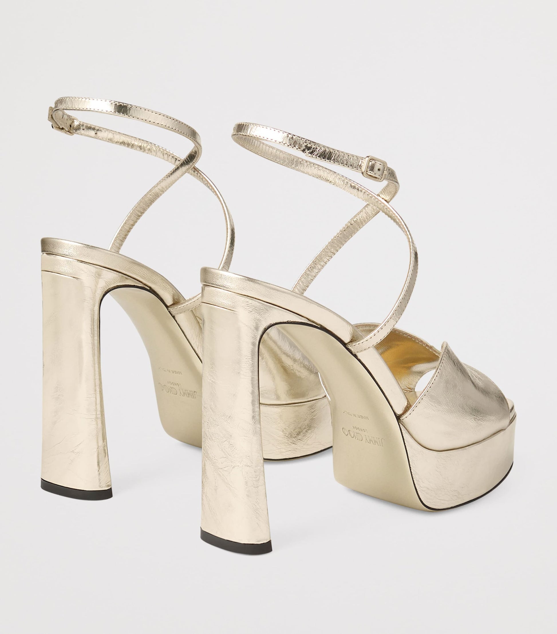 Jimmy Choo Gold Karli 125 Metallic Leather Platform Sandals