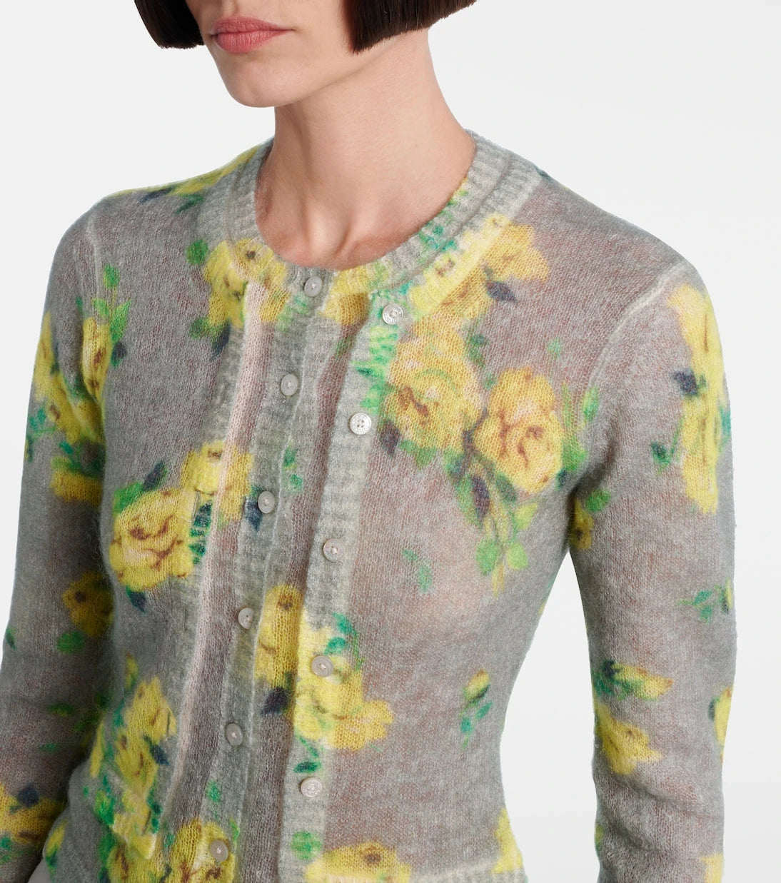Acne Studios - سترة كارديجان مزيج الموهير بنقشة الزهور
