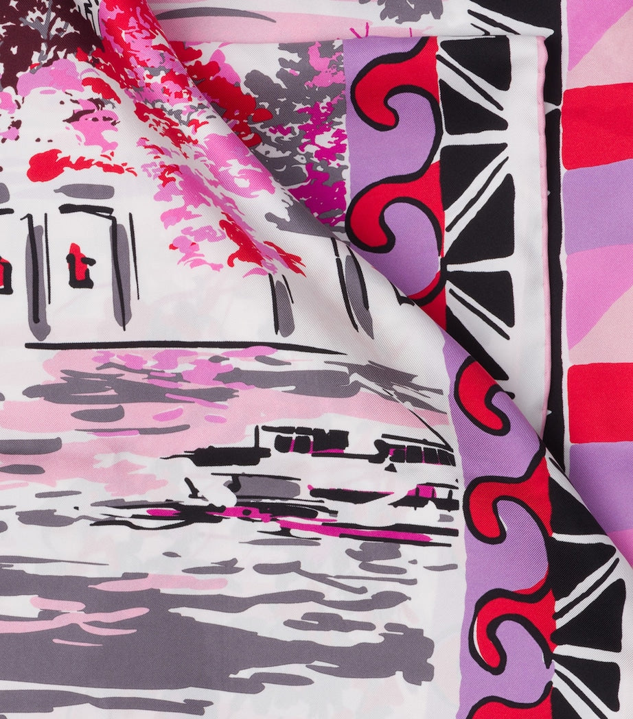 Prada Neutral Silk Pittoresque Paris Scarf