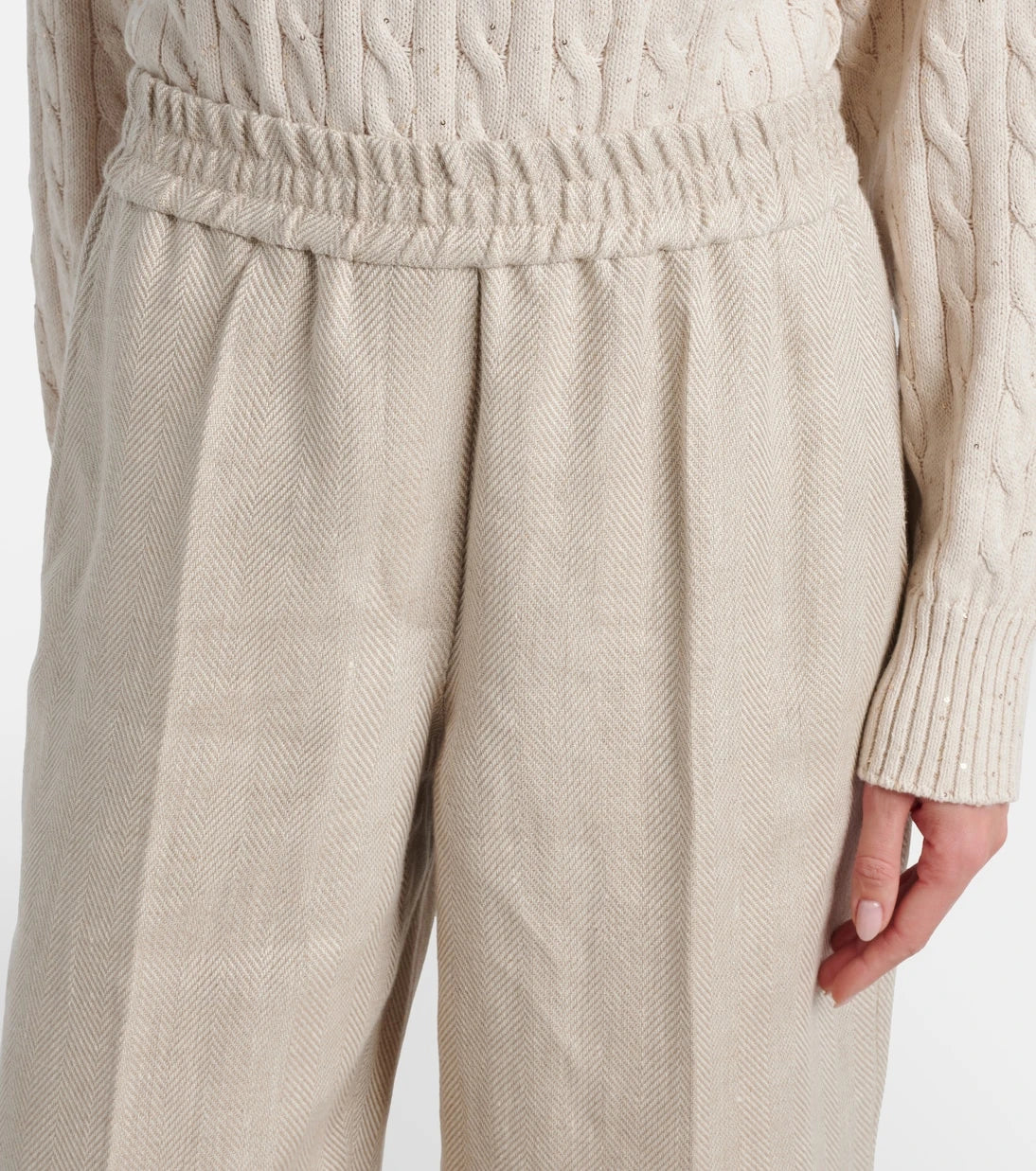 Brunello Cucinelli - Linen and cotton wide-leg pants