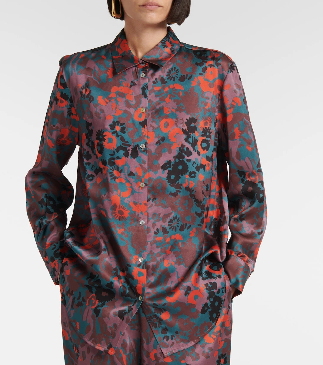 Asceno - Printed silk charmeuse shirt