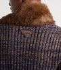 Brown Shearling Logo Collar