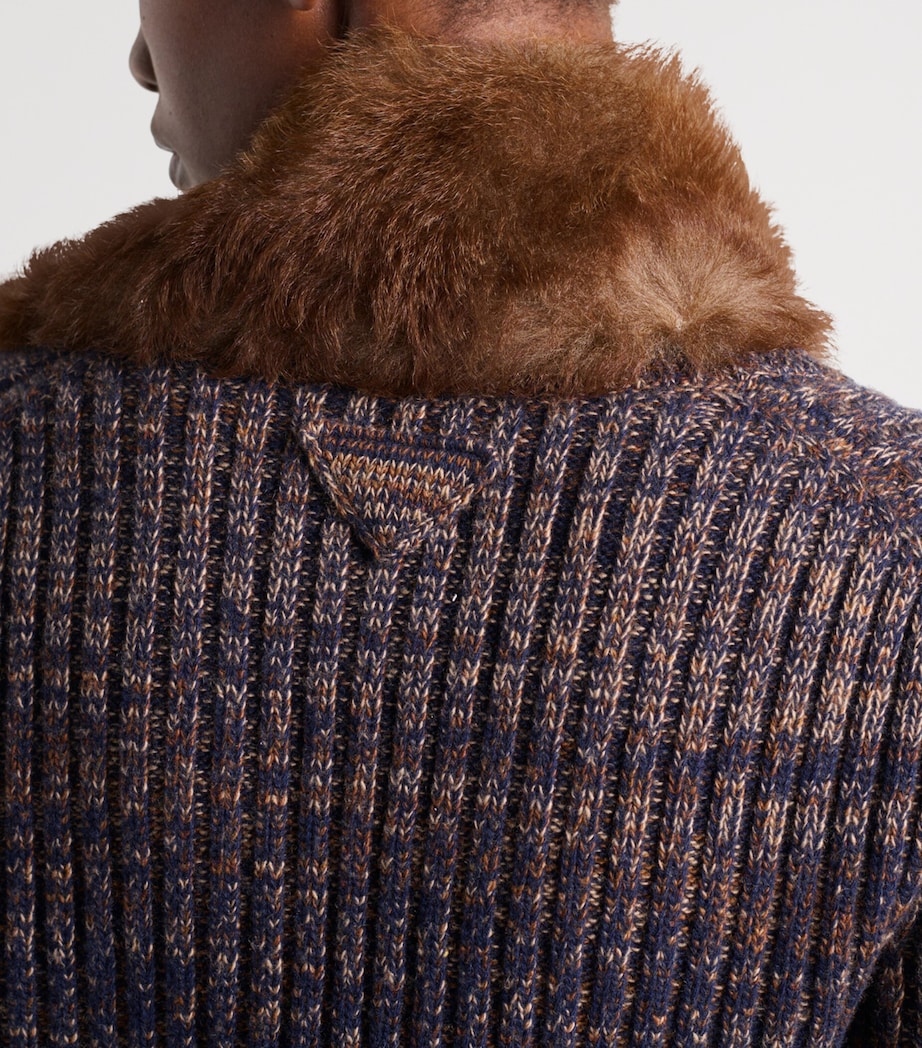 Brown Shearling Logo Collar