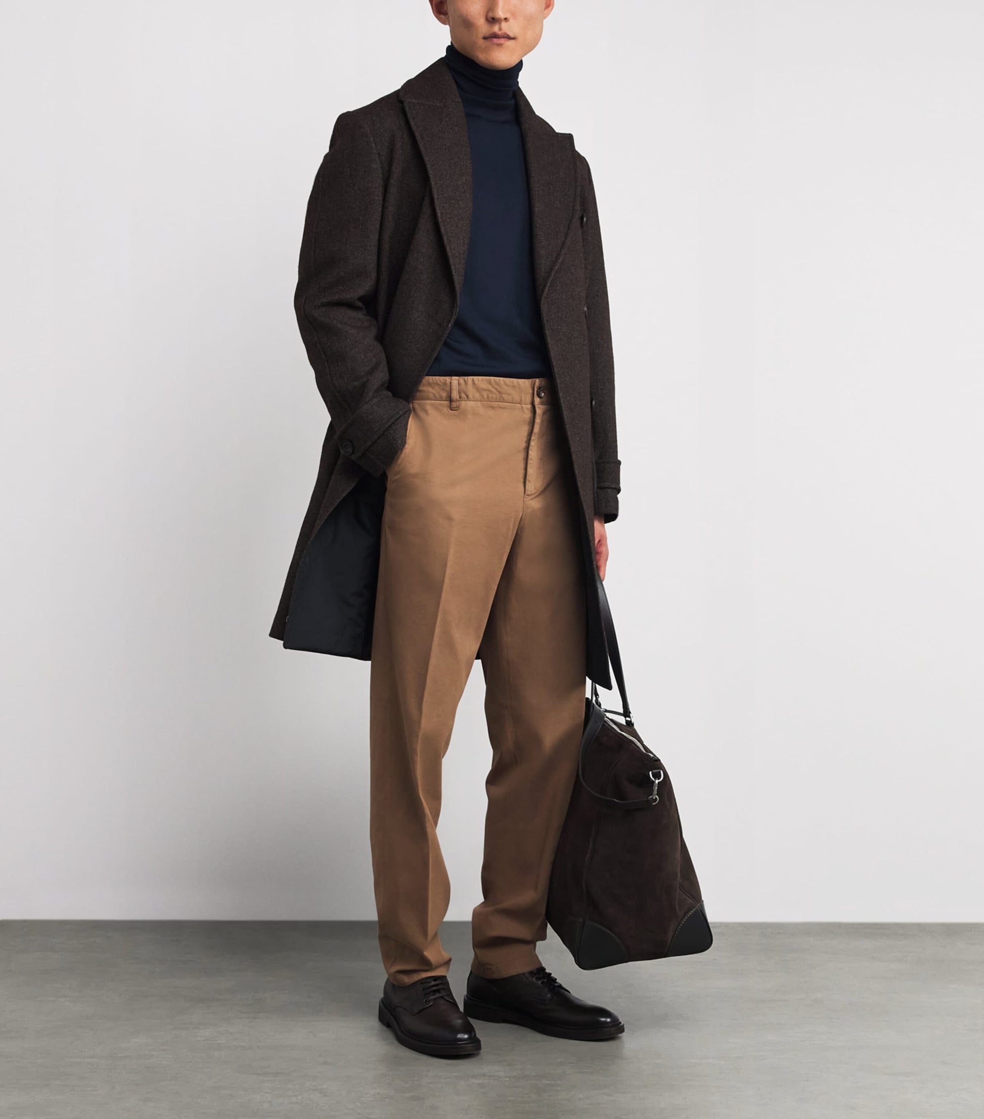 Isaia Blue Wool-Silk-Cashmere Rollneck Sweater