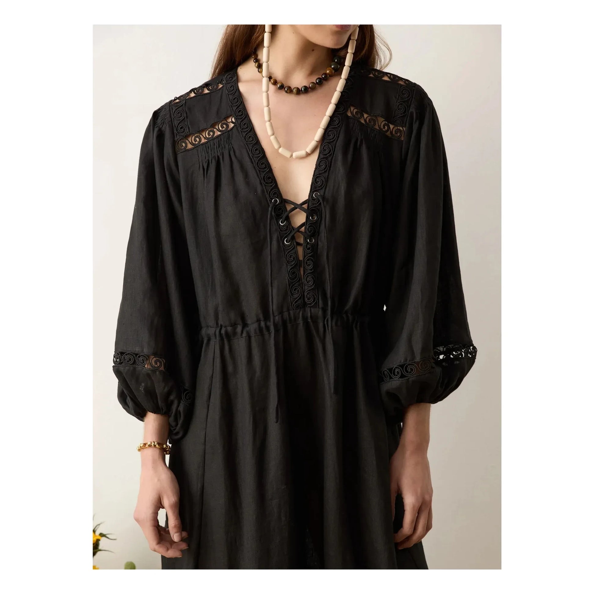 Boteh - Atlas Linen Smocked Dress | Black