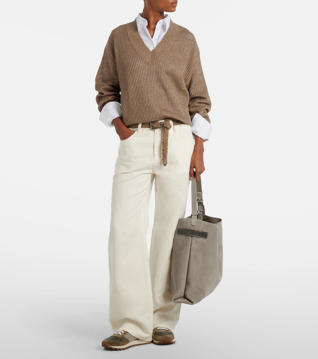 Brunello Cucinelli - Essence Monili Large suede tote bag