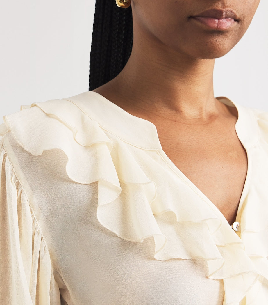 PAIGE White Silk Gemelli Blouse