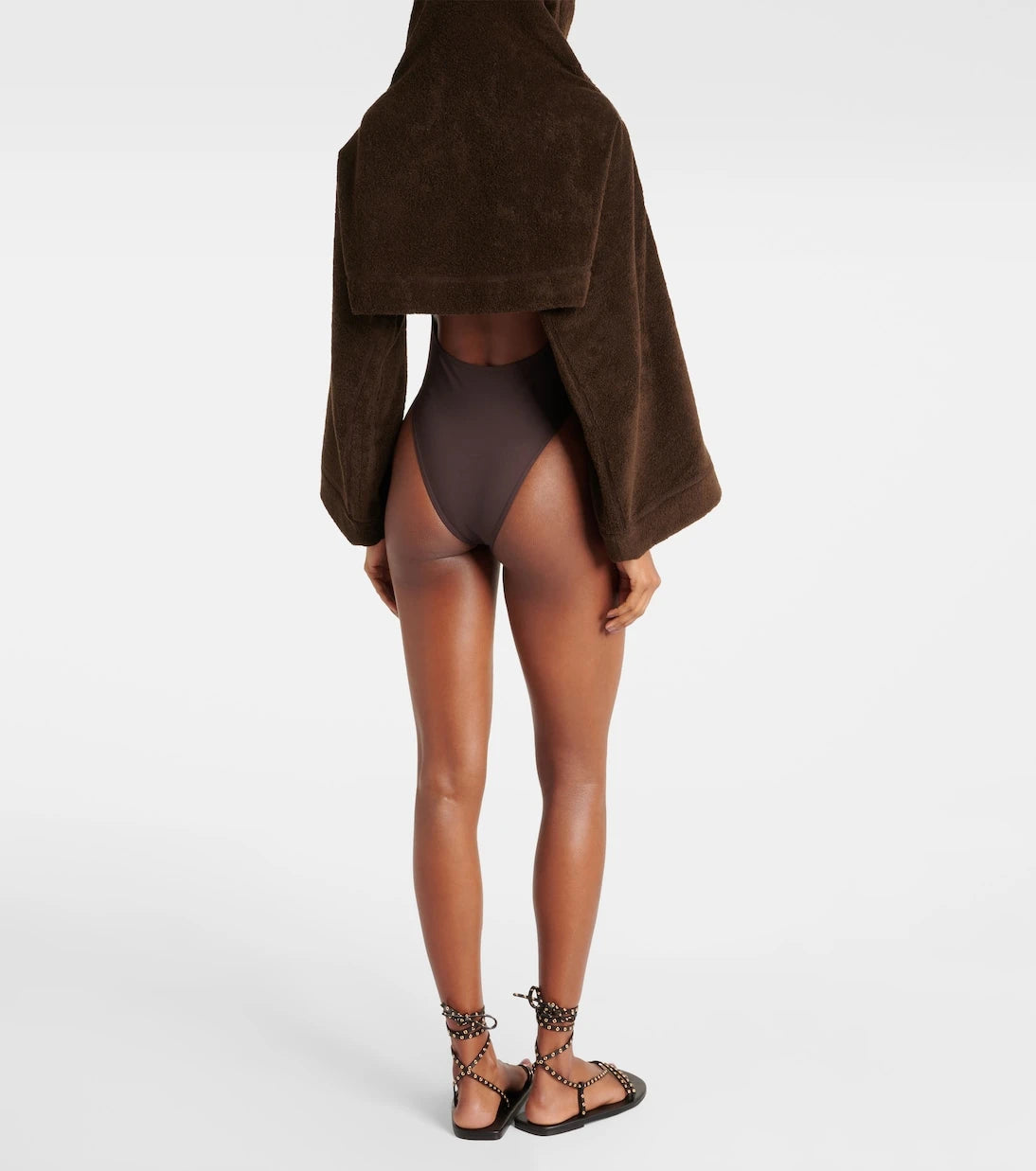 Alaïa - Cropped cotton terry hoodie