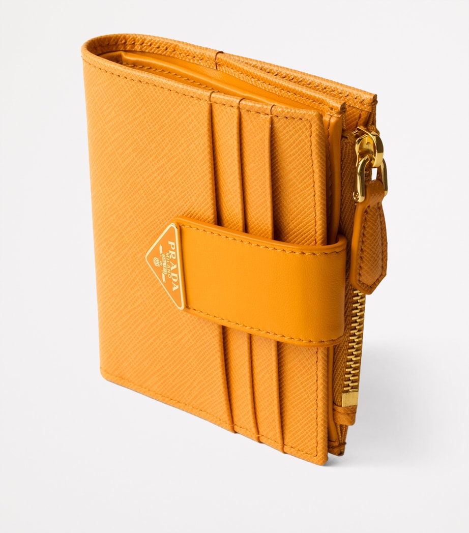 Prada Orange Small Saffiano Leather Bifold Wallet