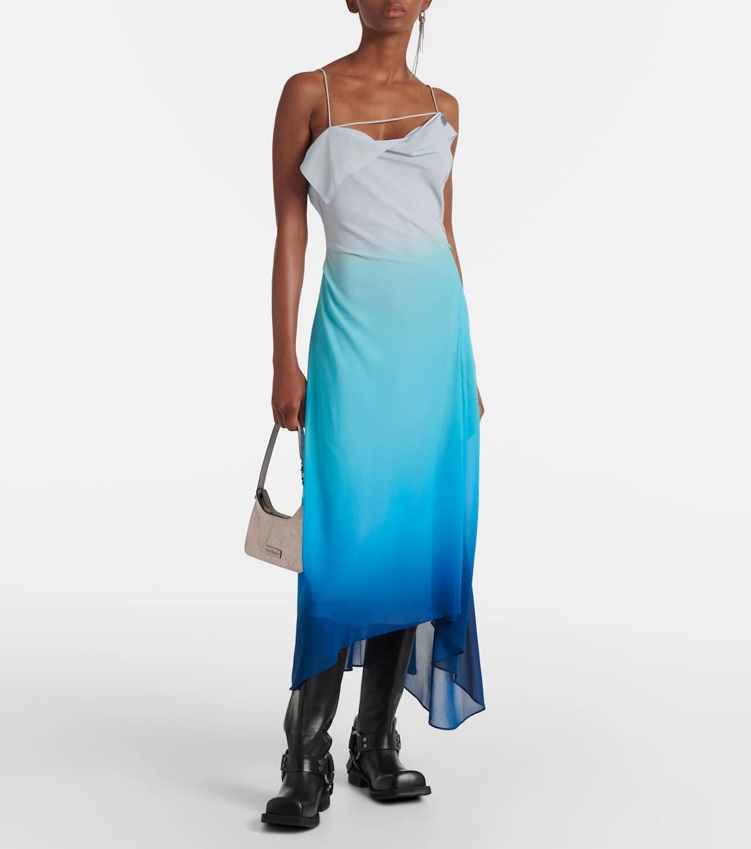 Acne Studios - فستان Delara متوسط الطول من الشيفون المتدرج