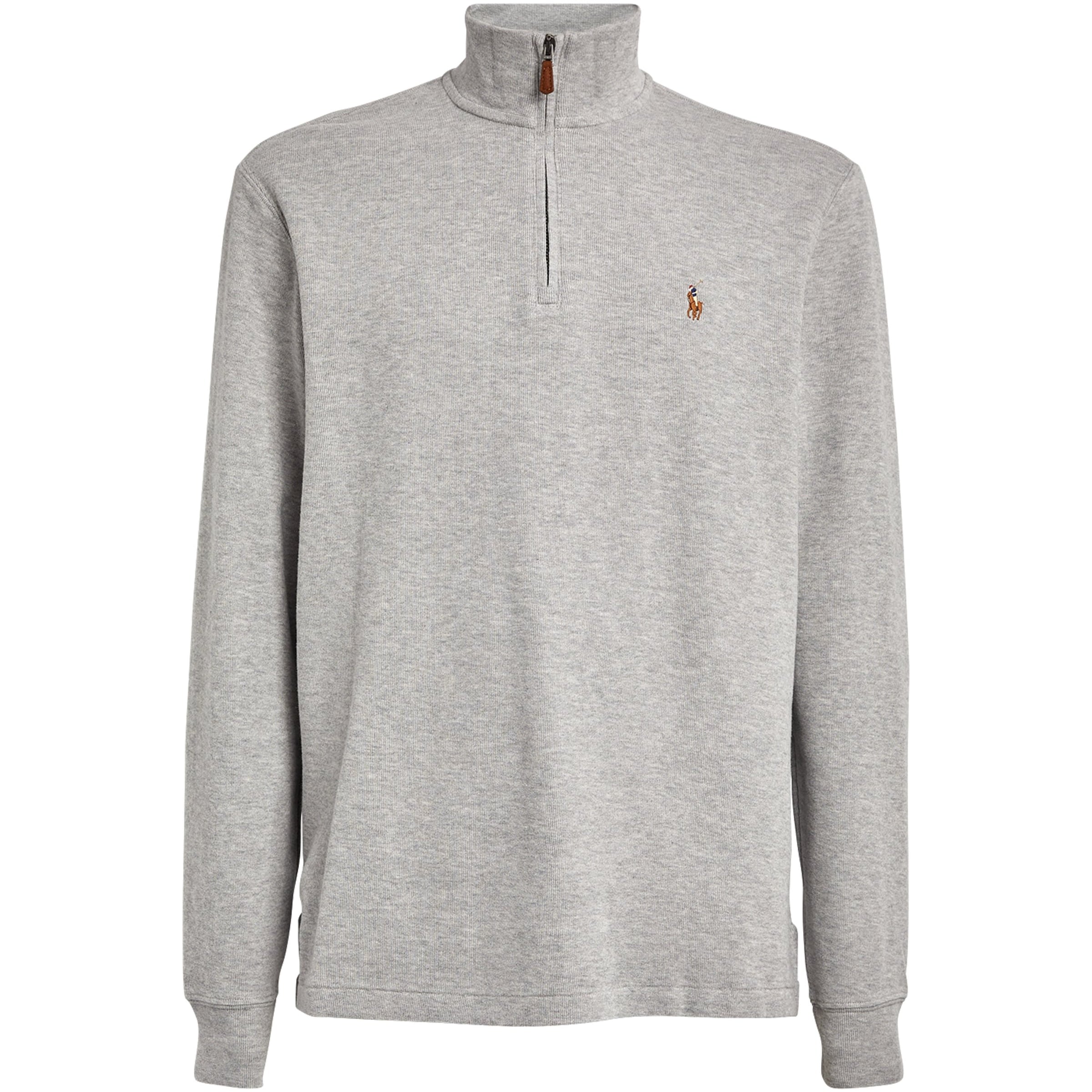 Polo Ralph Lauren Grey Cotton Quarter-Zip Sweater