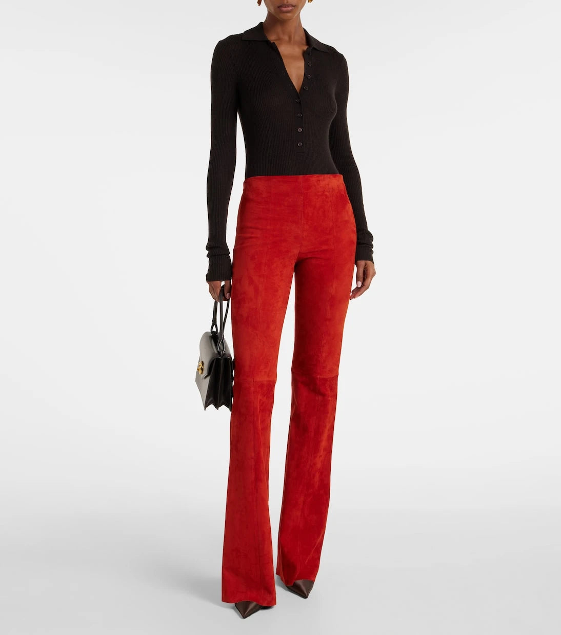 Stouls - Gege high-rise suede flared pants