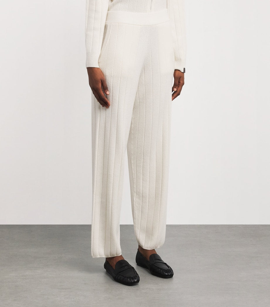 Max Mara White Cashmere Rib-Knit Trousers