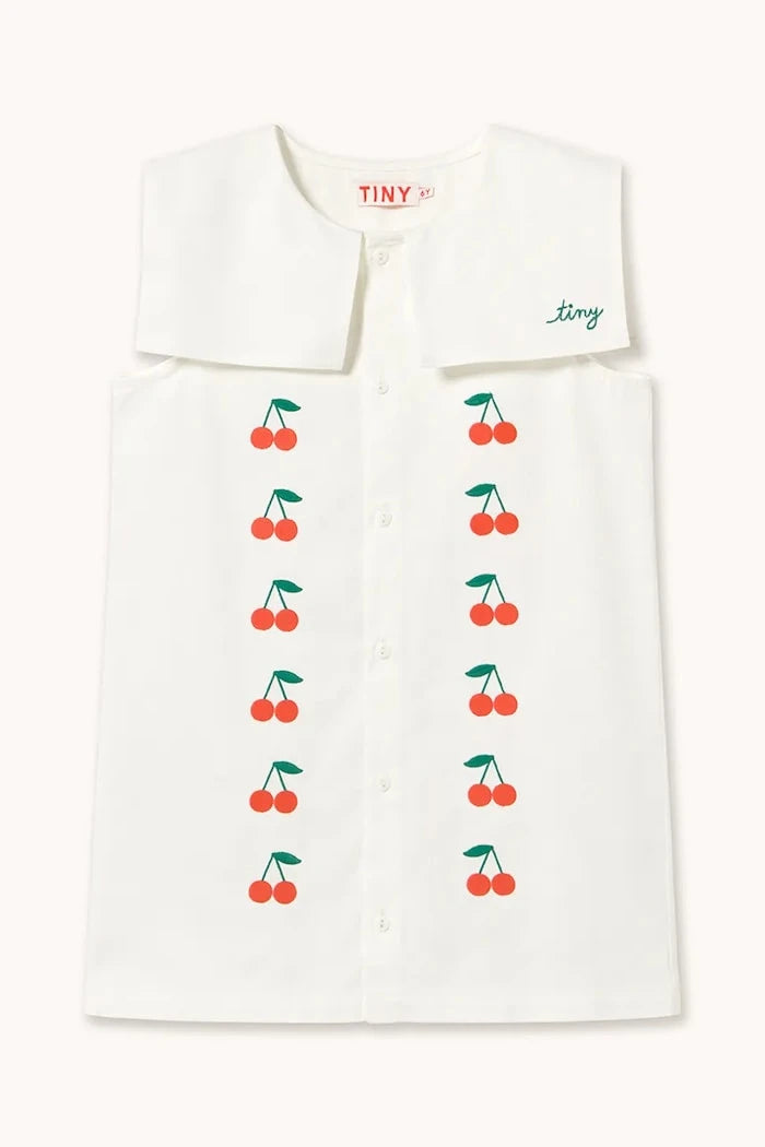 Детска памучна рокля Tinycottons MINI CHERRIES TWILL DRESS