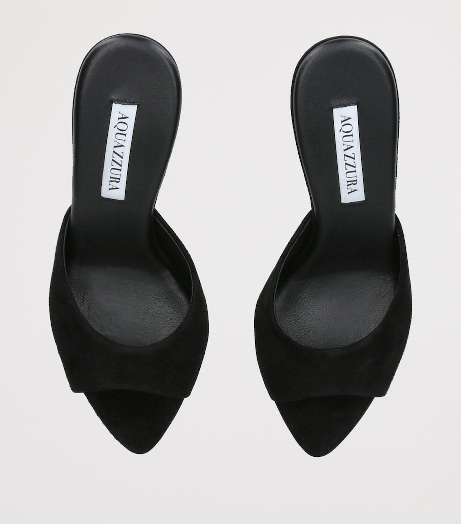 Aquazzura Black Suede Bisous Mules 85