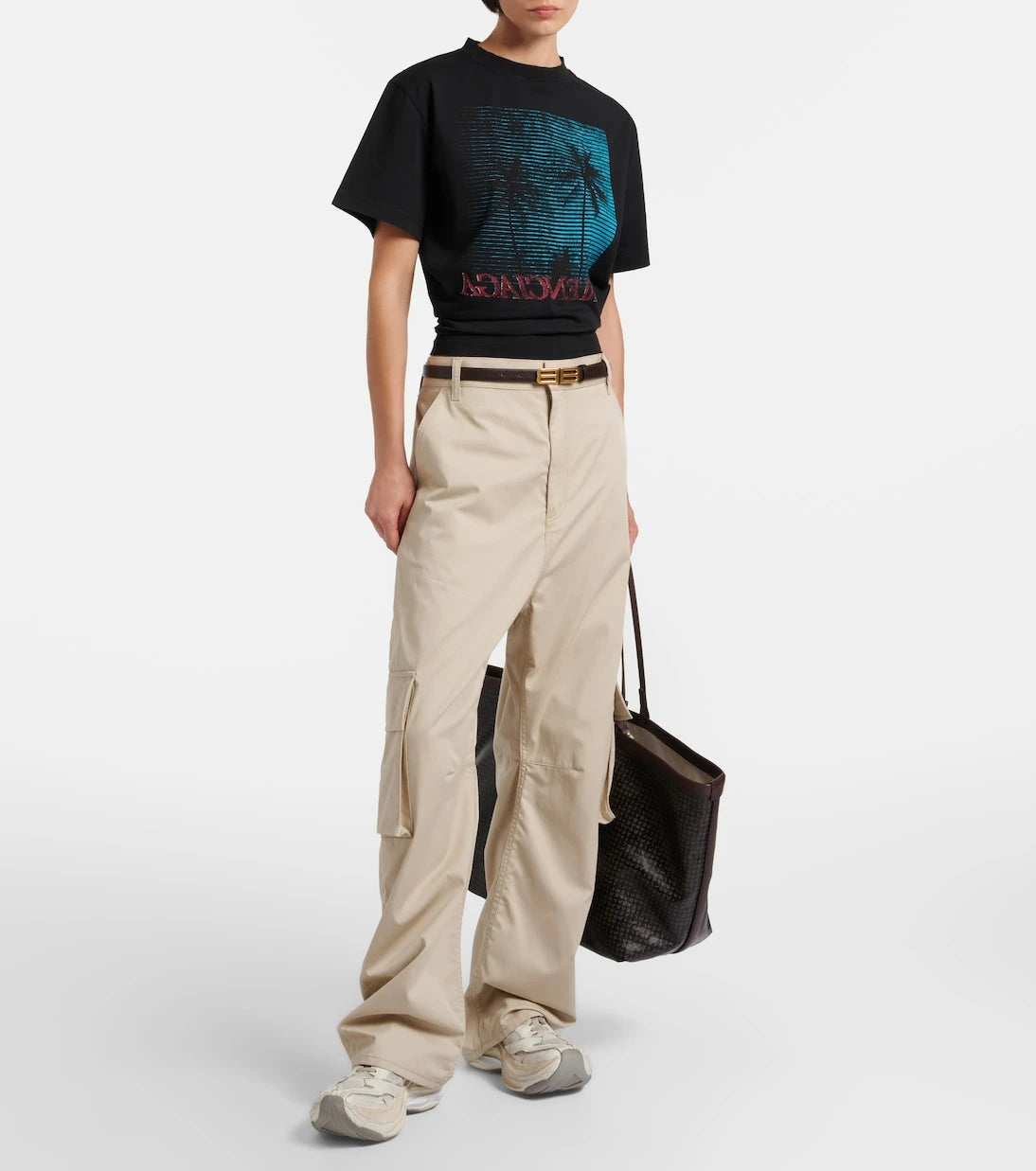 Balenciaga - Logo cropped cotton jersey T-shirt