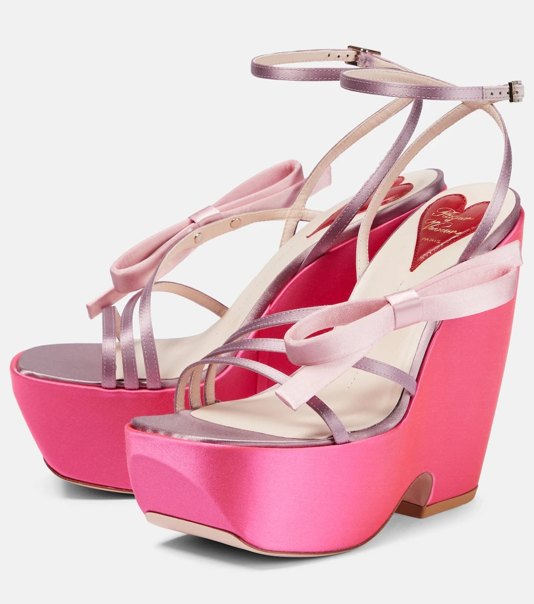 Roger Vivier - Choc Bow satin wedge sandals