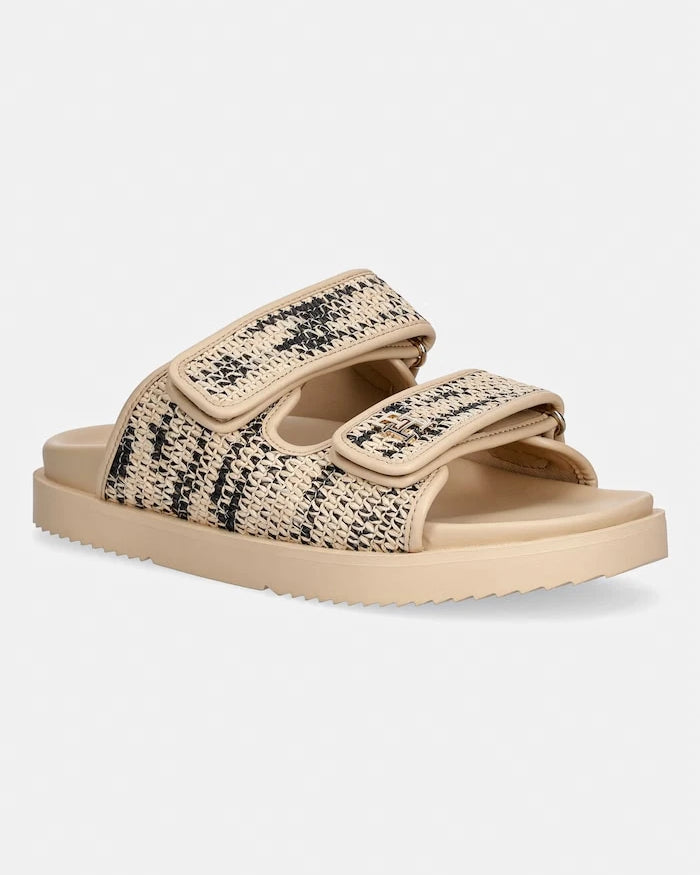 Tommy Hilfiger Kadın DOUBLE STRAP RAFFIA SANDAL Terlik