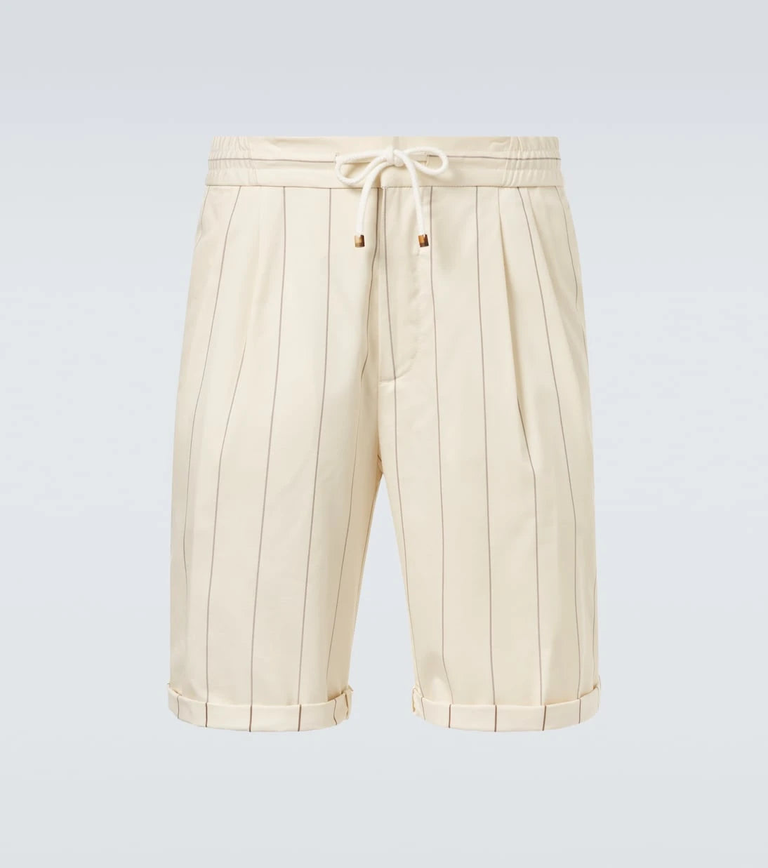Brunello Cucinelli - Striped wool and cotton Bermuda shorts