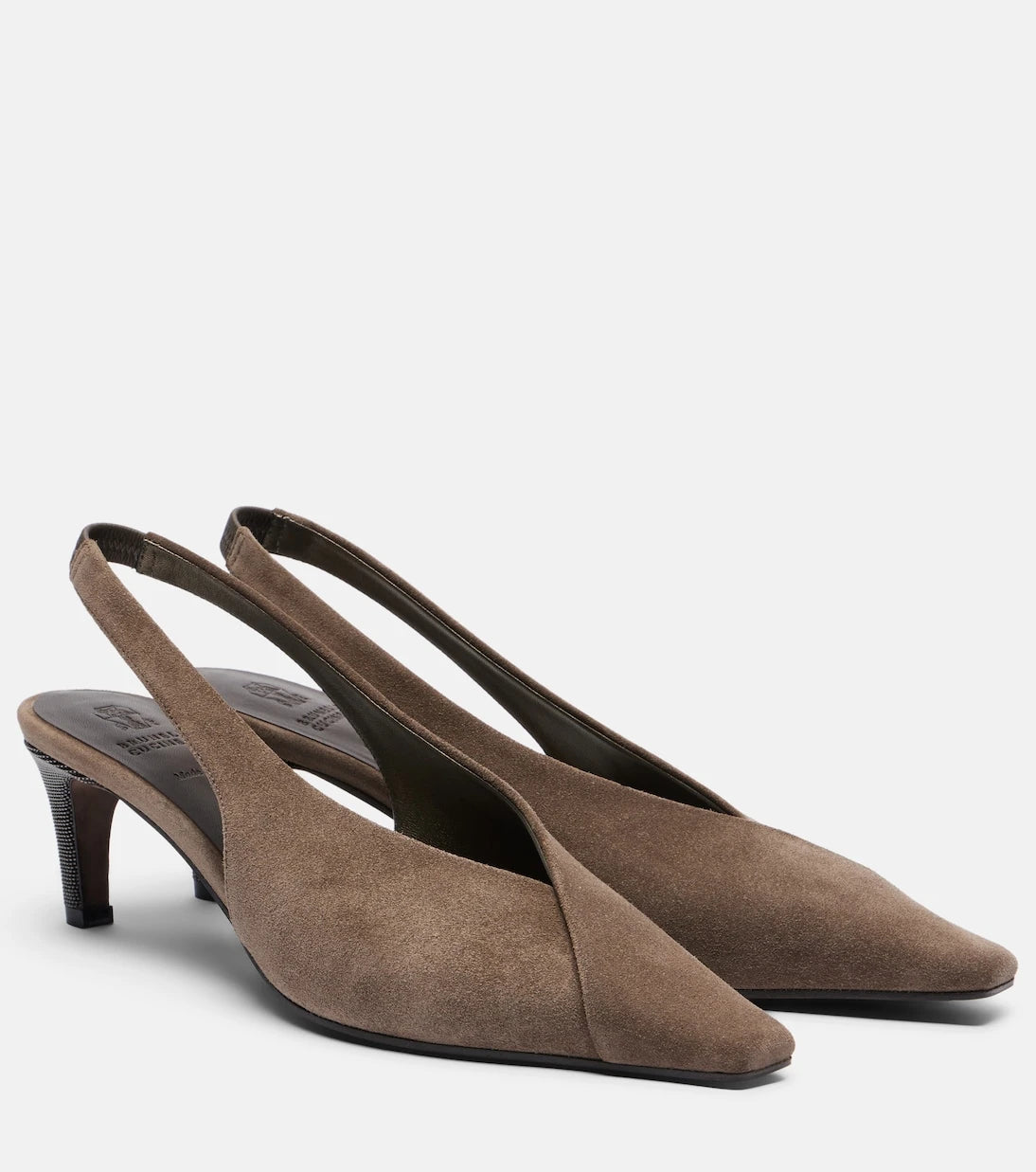 Brunello Cucinelli - Suede slingback pumps