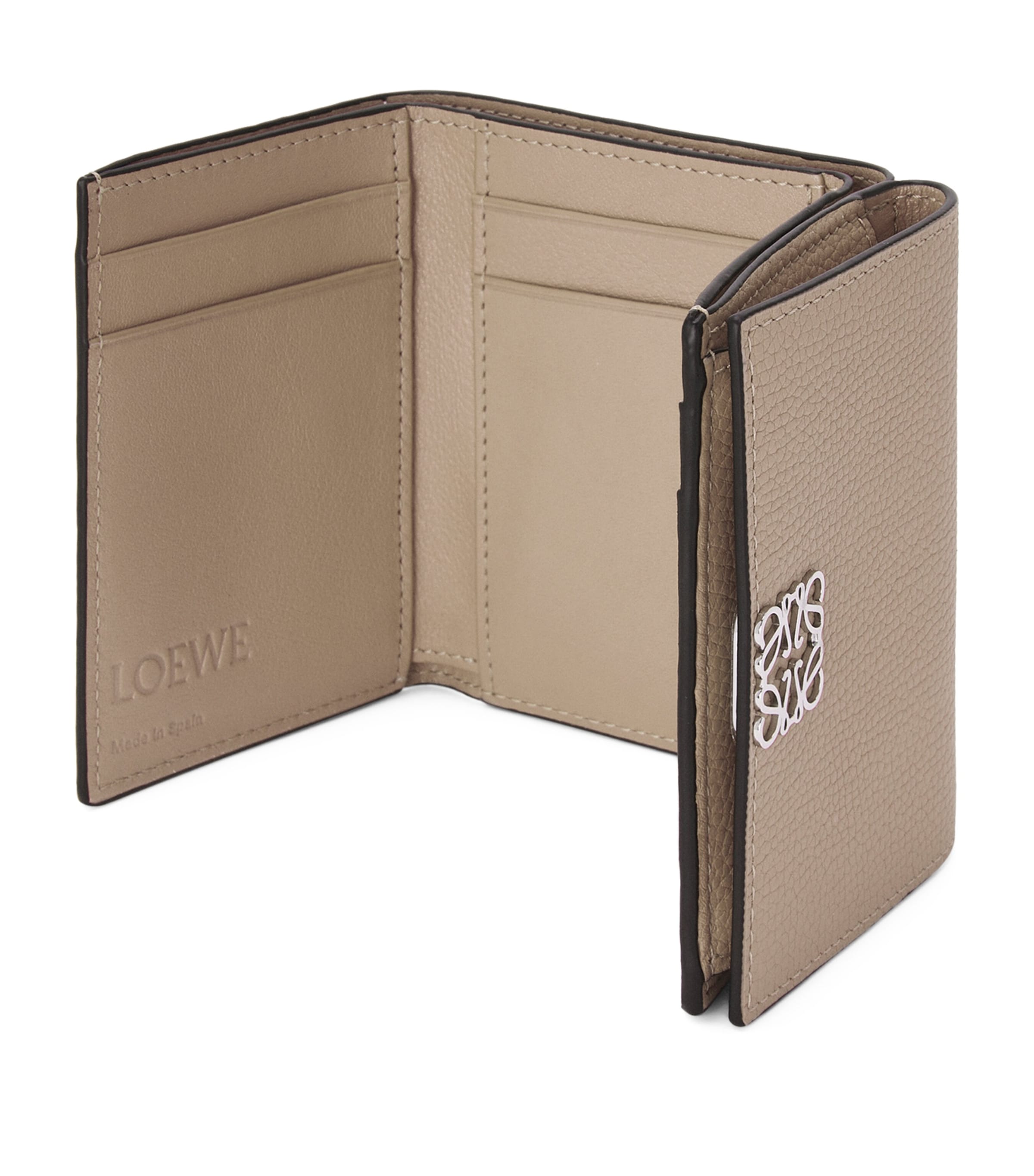 LOEWE Beige Leather Anagram Trifold Wallet